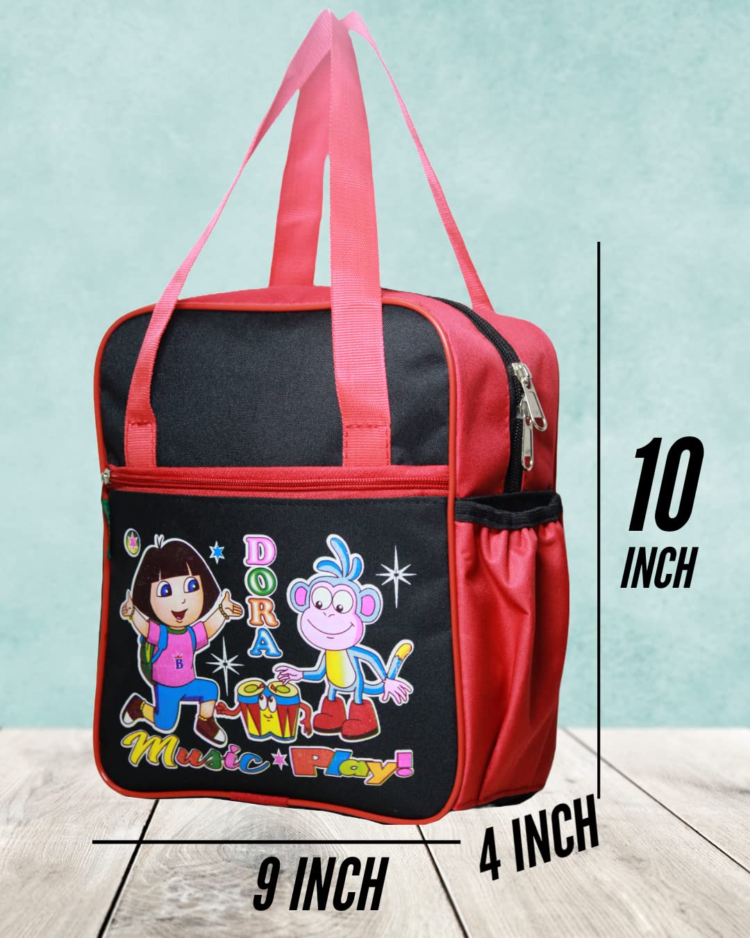 10 Inch Insulated Lunch Bag for Kids - Dora Bujji Printed Reusable Lunch Box for School, Picnic & Travel | MUTAY Kids Lunch Tote with Handle | BPA-Free & Leak-Proof