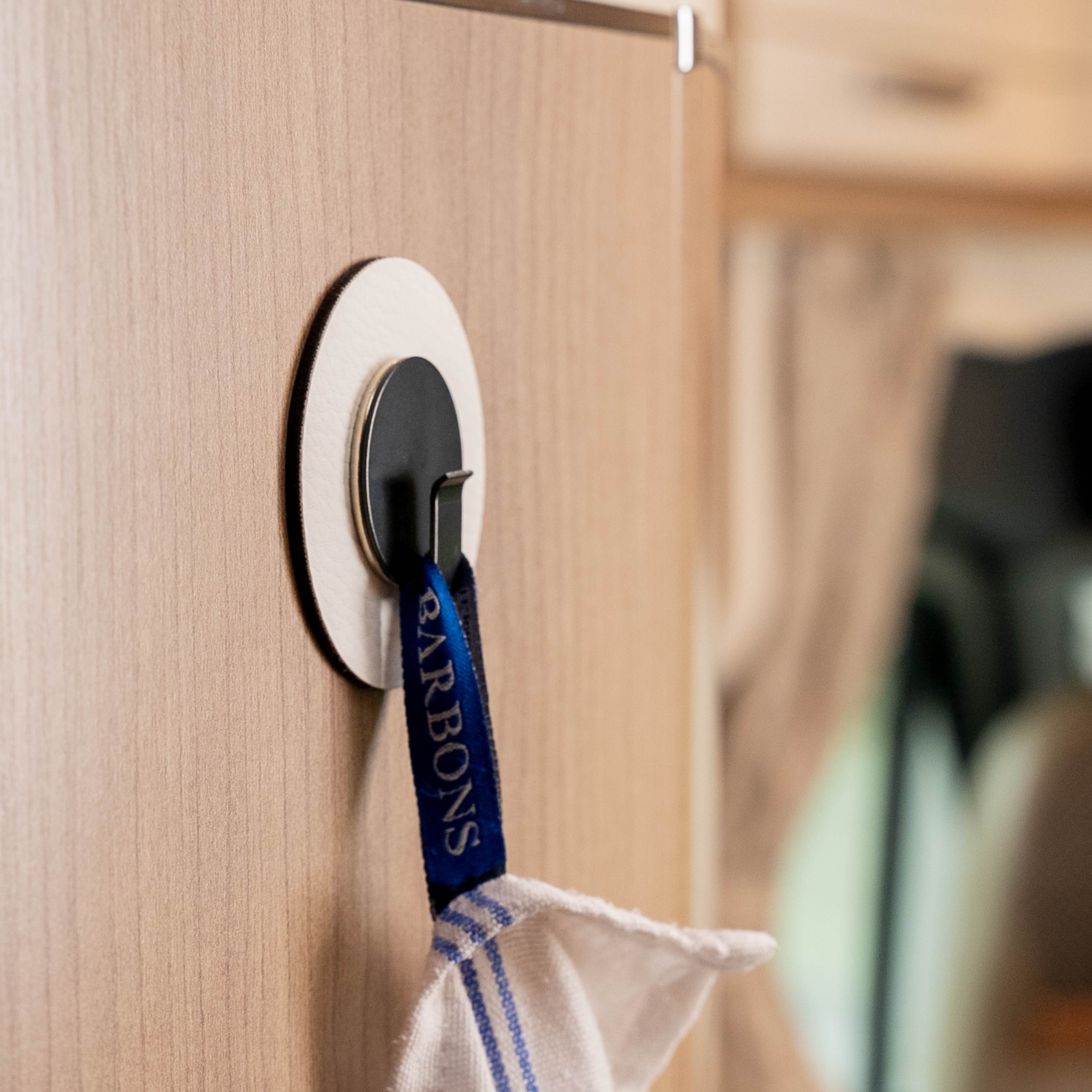Clever Black Magnetic Hook with White Pad - Strong Wall Mount for Kitchen, Bathroom & Office Organization