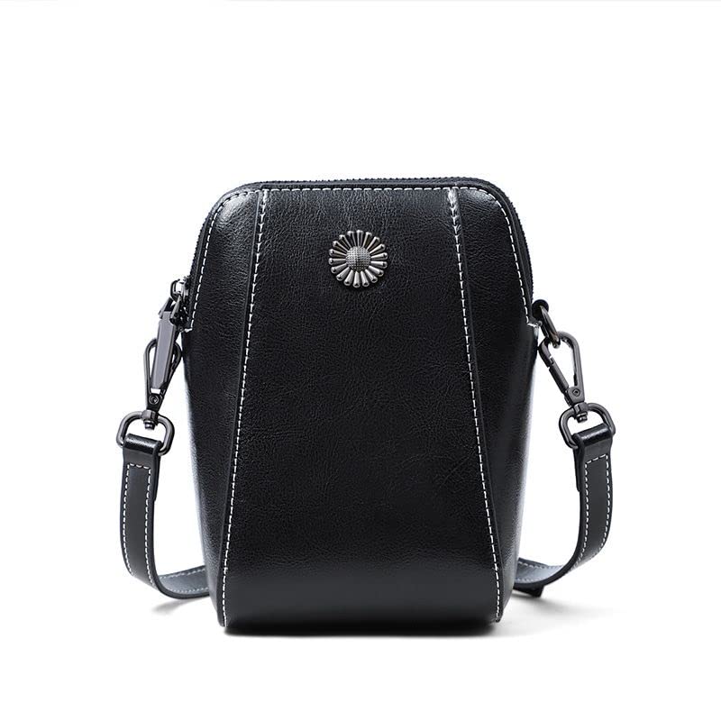 Lecxci Women's Genuine Leather RFID Blocking Crossbody Bag with Removable Checkbook Cover - Anti-Theft Phone Wallet for Travel, Shopping & Daily Use
