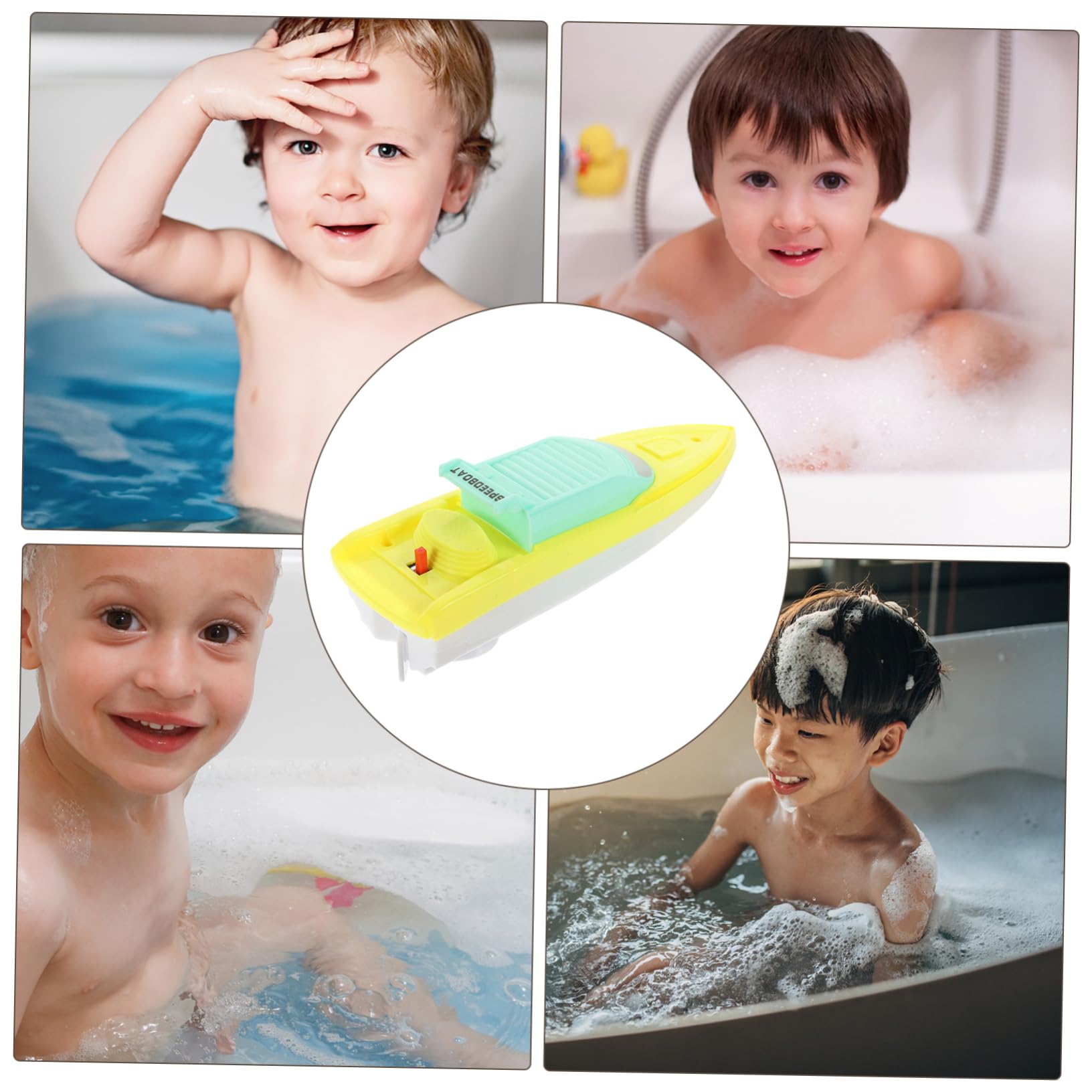 FAVOMOTO 4 Pack Bath Speed Boat Toys - Waterproof Plastic Bathtub Boats for Kids, Fun Shower & Pool Floating Toys for Toddlers - Perfect for Bathtime Play, Swimming Pool Games and Outdoor Water Activities
