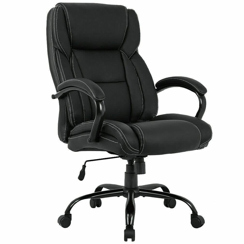GXP Big and Tall Office Chair 500lbs Weight Capacity - Wide Seat Ergonomic Rolling Swivel Chair with Adjustable Lumbar Support - Black - Perfect for Home Office, Gaming, and Executive Workspaces