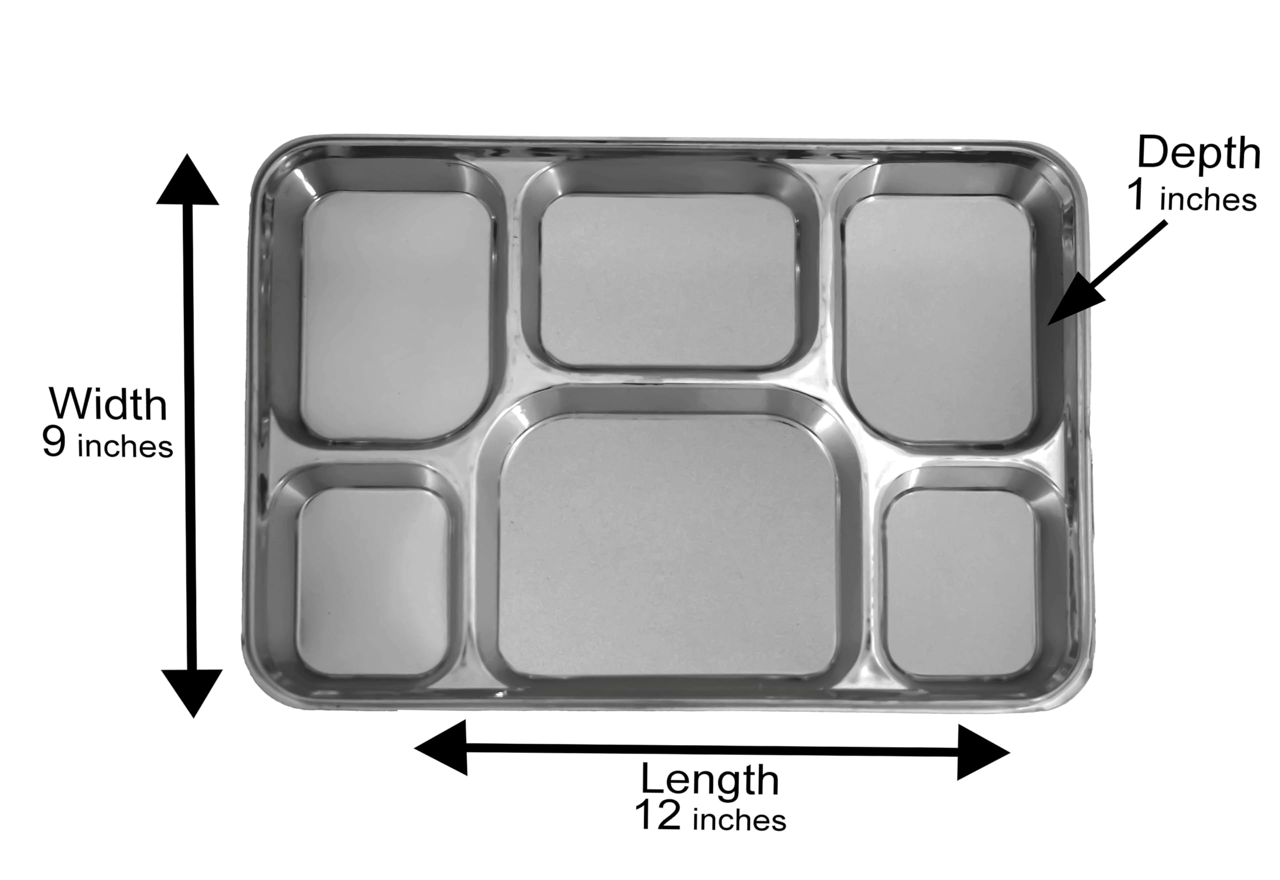 200 Pack Disposable Plastic 6 Compartment Thali Plates - Silver | Eco-Friendly Party Dinnerware for Indian Cuisine, Buffet Serving & Festive Gatherings