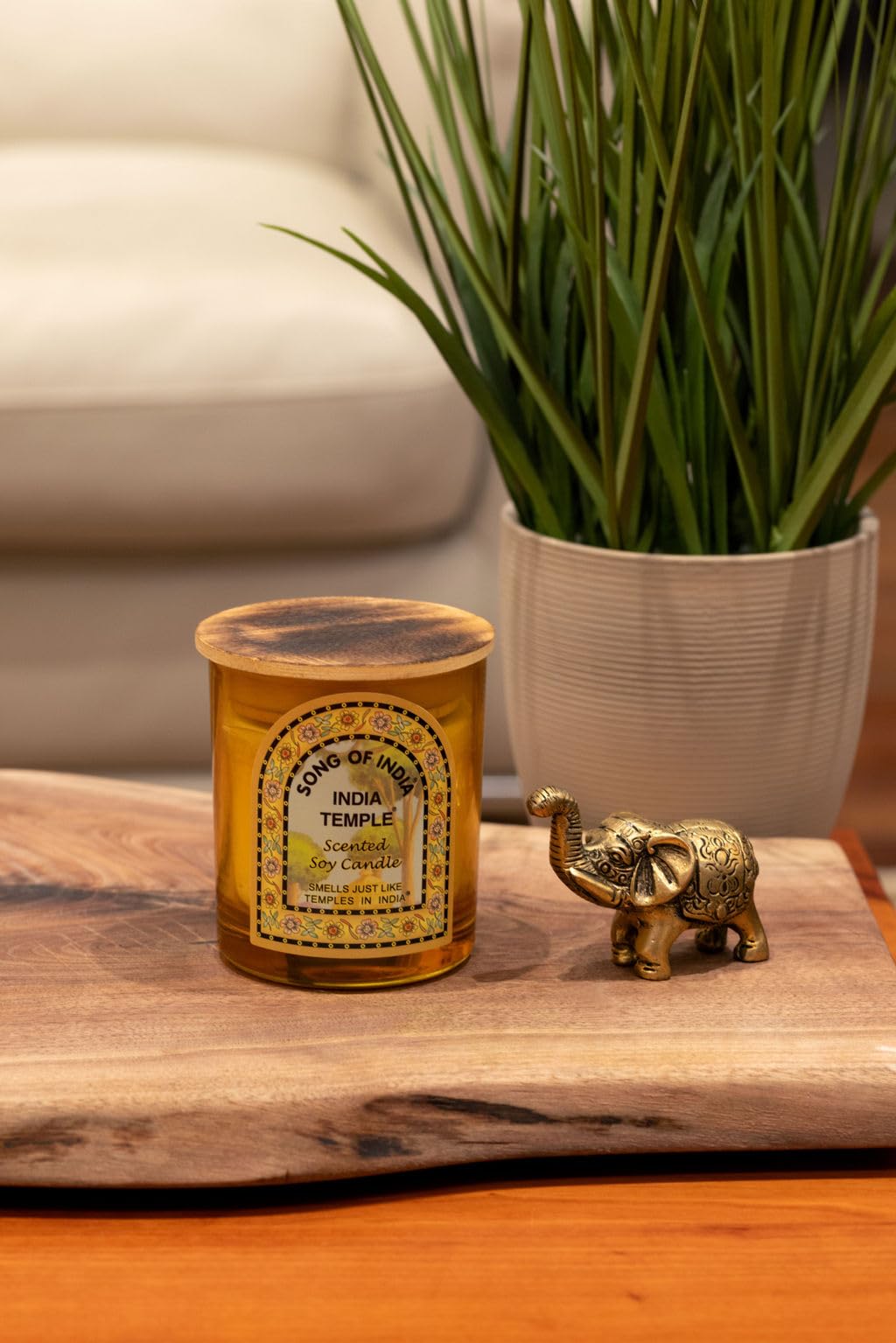 Song of India Aromatherapy Soy Candle with Mango Wood Lid - Handmade Natural Temple Scented Candle for Meditation, Yoga, Stress Relief | Home Decor, Spa & Wellness Gift (200g) - Perfect for Relaxation, Bedroom Ambiance & Self-Care Rituals