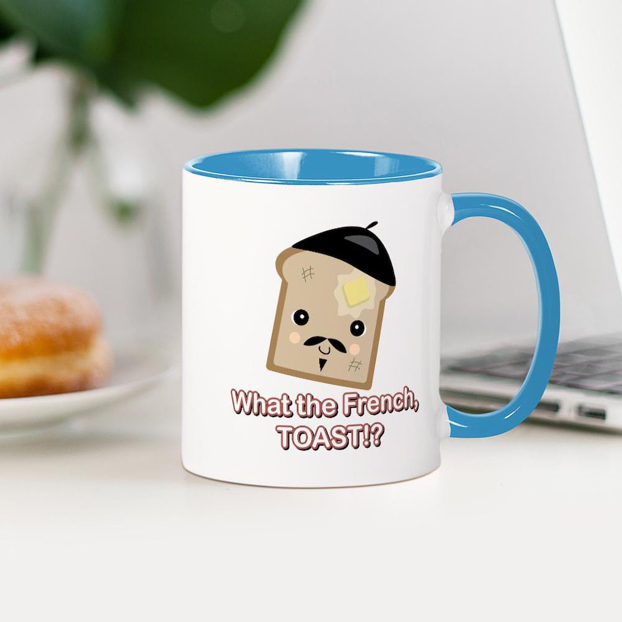 What The French Toast Kawaii Style 11 oz (325 ml) Ceramic Coffee Mug - Cute Anime Themed Cup for Tea, Hot Chocolate & Office Use