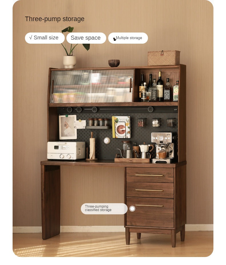 Premium Black Walnut Multi-Function Storage Sideboard - Modern Entryway Console Table with Drawers & Shelves - Perfect for Living Room, Dining Room, or Hallway Organization