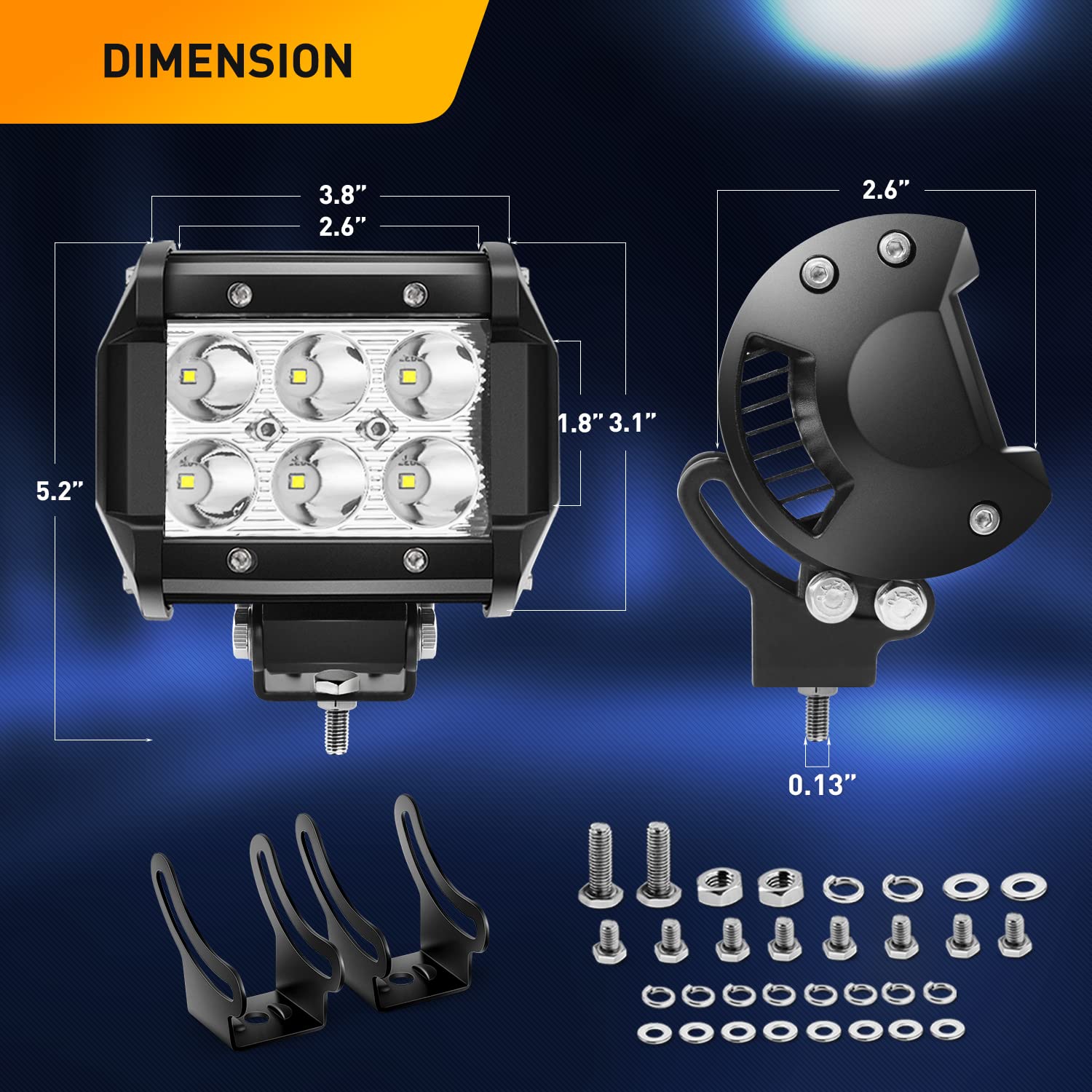 GOOACC 4 Inch 18W LED Light Bar - 2 Pack 1260lm Spot Light Pods for Off-Road, Fog & Driving Lights - Waterproof LED Lights for Trucks, Jeeps, ATVs - Perfect for Night Driving, Off-Road Adventures & Extreme Weather Conditions