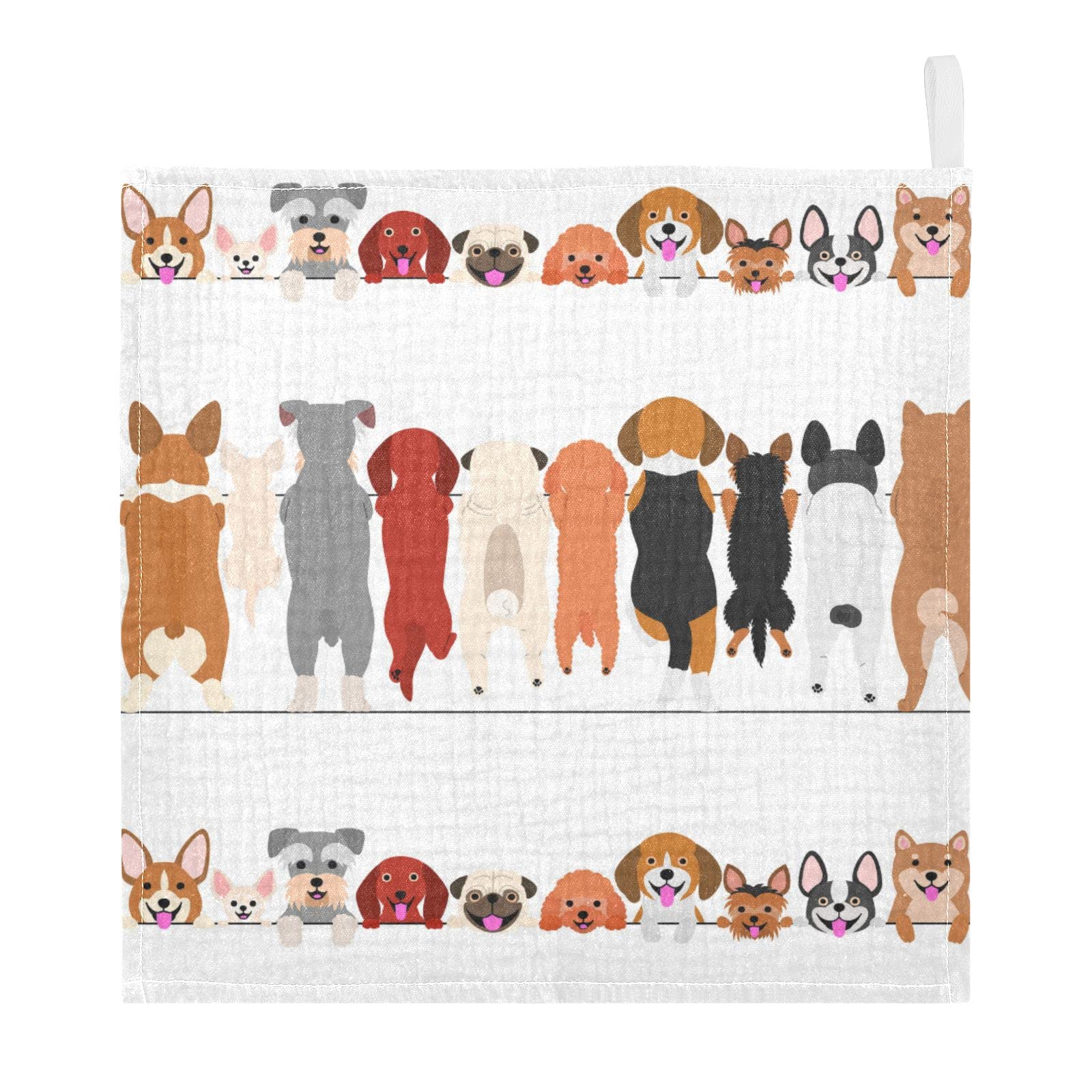 Cute Puppy Baby Washcloths - Soft Absorbent Muslin Burp Cloths for Newborns & Infants (12x12 Inches, 3-Pack) - Perfect for Bath Time, Feeding & Gentle Face Cleaning - Ideal Baby Shower Gift for Boys & Girls
