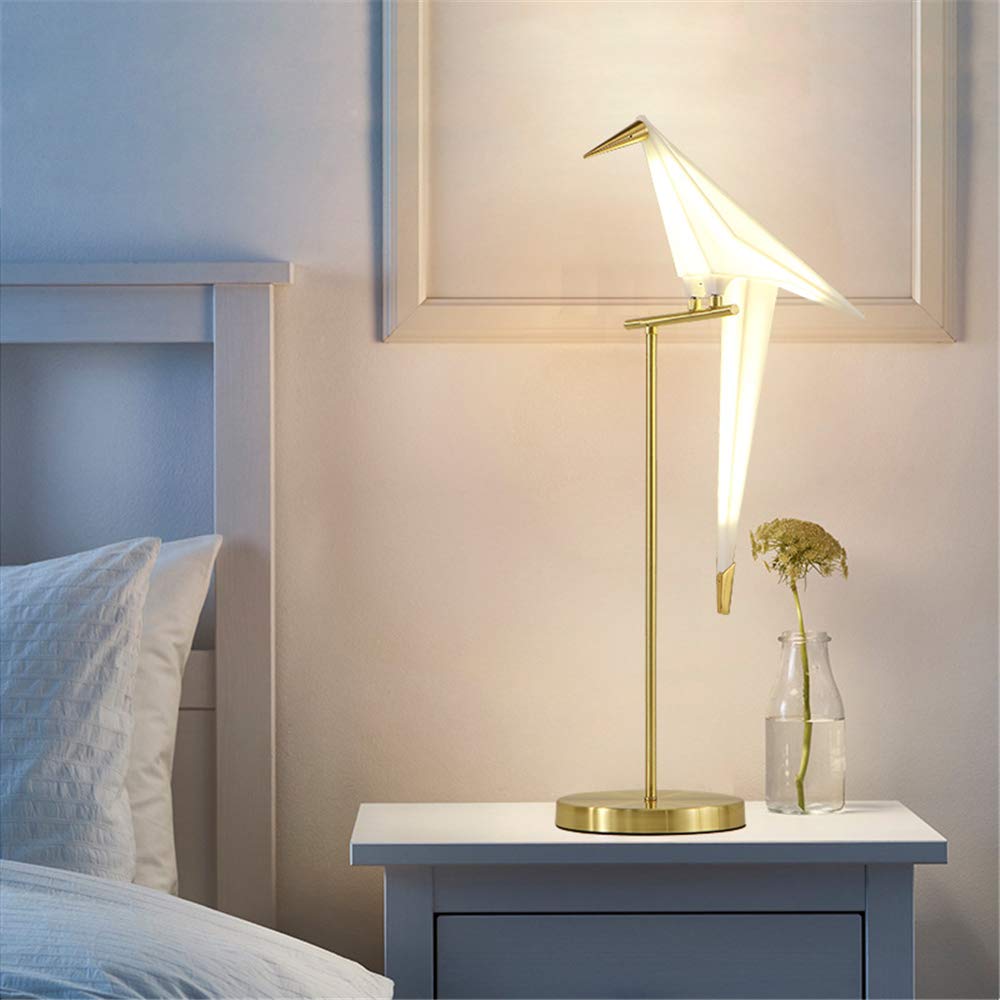 28 Inch LED Table Lamp - Modern Gold Metal Bird Light Fixture for Living Room, Bedroom & Office - Stylish Ambient Lighting for Reading, Working & Home Decor