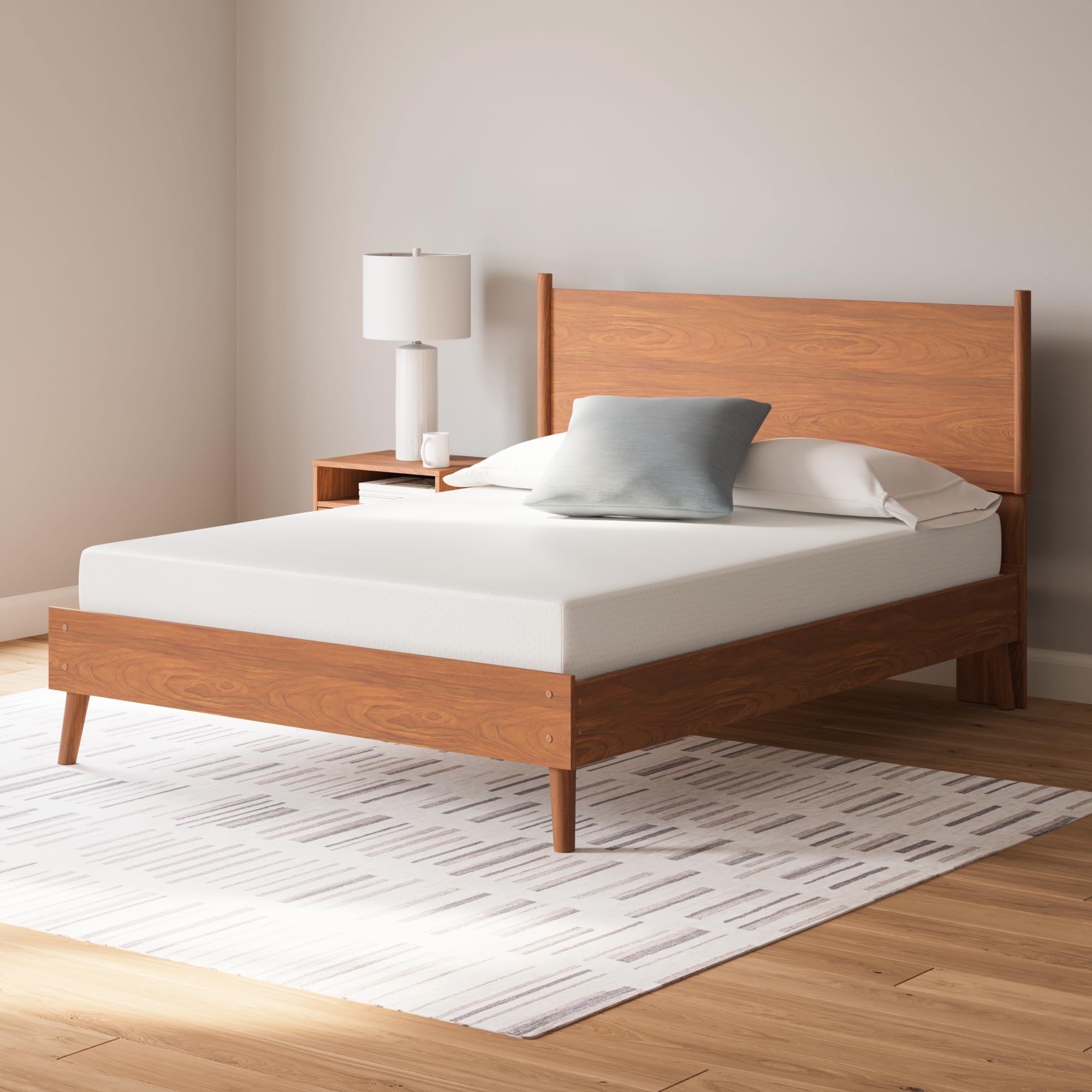 Signature Design by Ashley King Size Chime 8 Inch Medium Firm Gel Memory Foam Mattress - Green Tea & Charcoal Infused for Cool Sleep - Perfect for Back Pain Relief & Pressure Point Support in Master Bedrooms