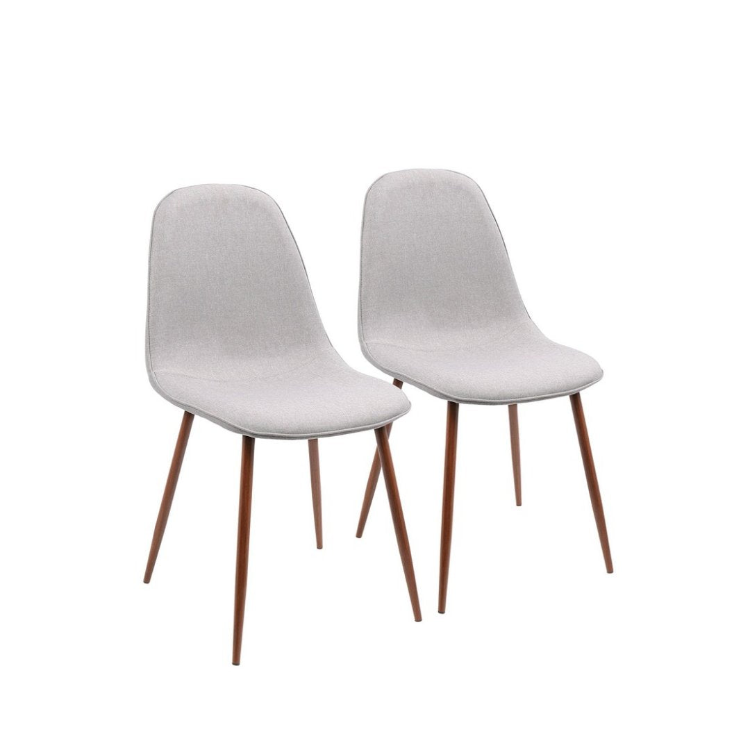 Modern Pebble Dining Chairs Set of 2 - Mid Century Style Kitchen Chairs with Upholstered Seat & Wooden Legs - Perfect for Dining Room, Kitchen, Breakfast Nook & Small Spaces