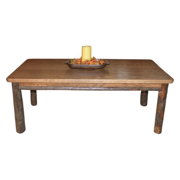 Solid Hickory Wood Coffee Table - Rustic Farmhouse Style Living Room Furniture for Home Decor & Relaxation