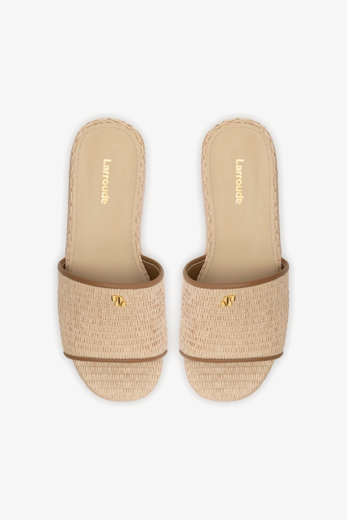 Alex Women's Flatform Mule Sandals in Natural Raffia with Hazelnut Trimming - Comfortable Summer Slides for Beach, Pool, and Casual Outings