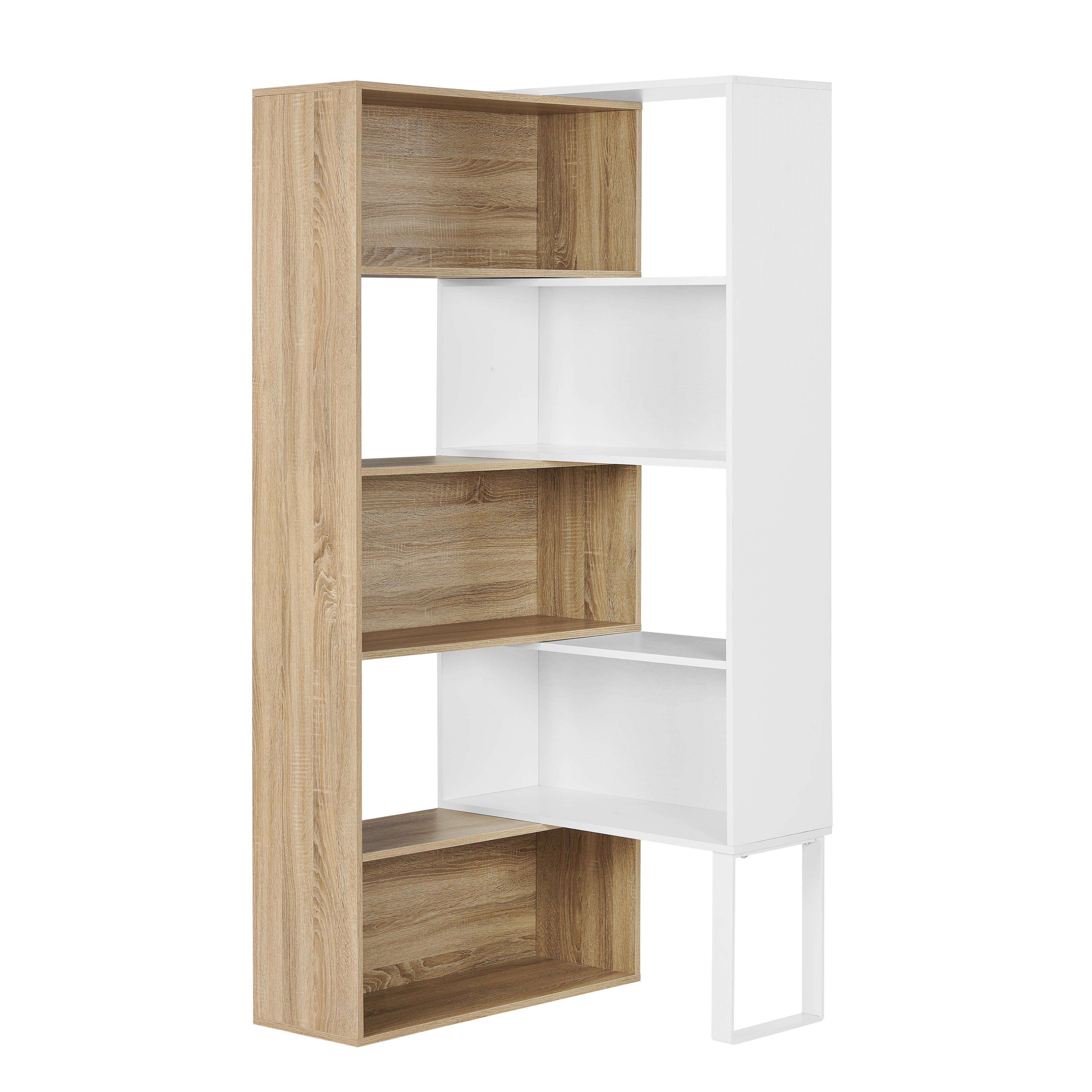 Criterion 180cm Oak White Accord Bookcase - Modern Wooden Bookshelf for Living Room, Office & Home Library Storage