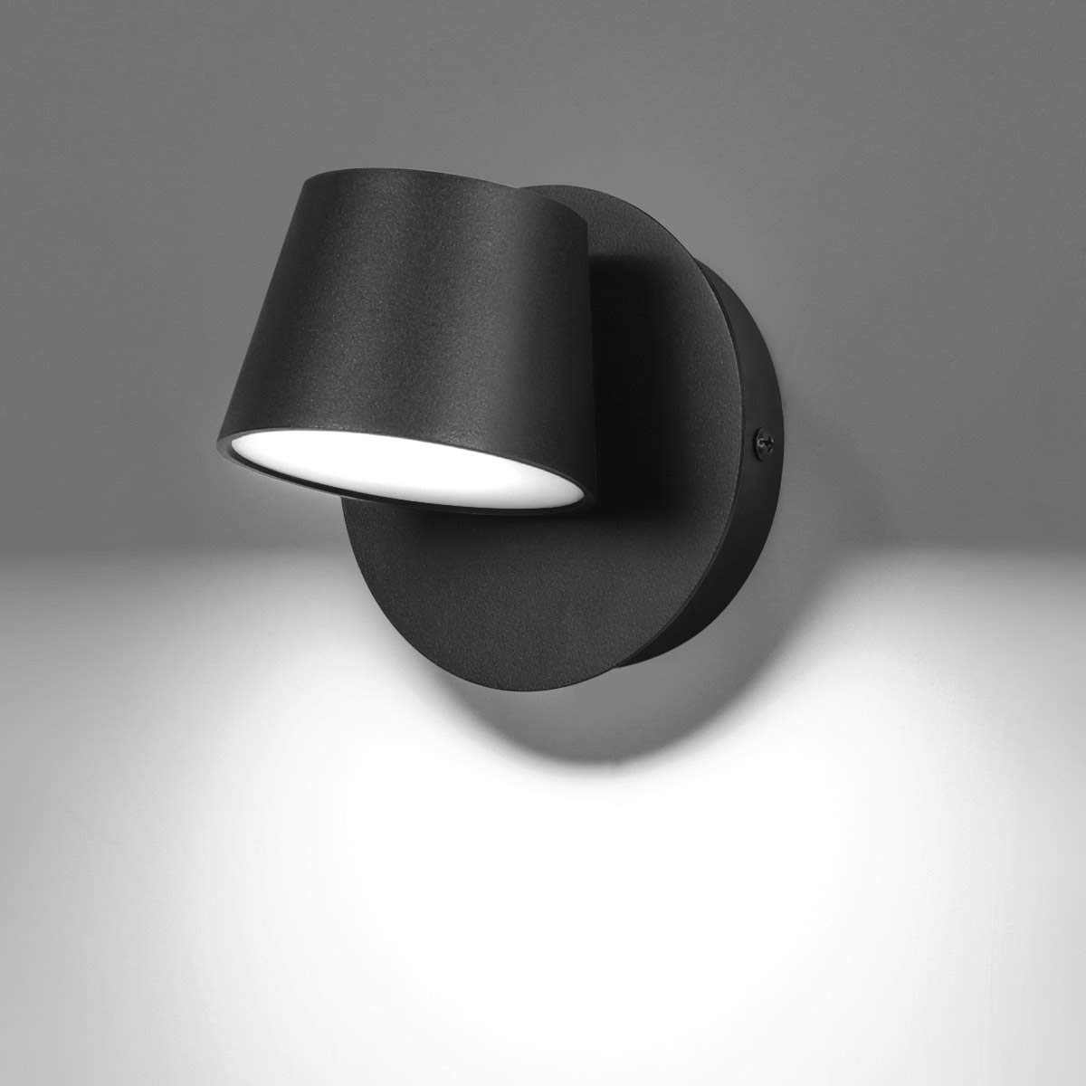 Modern LED Wall Sconce - 350° Swivel Reading Spotlight | Nordic Style Indoor Wall Light for Bedroom, Living Room, Hallway | Black 6000K | Perfect for Bedside Reading & Stairway Lighting