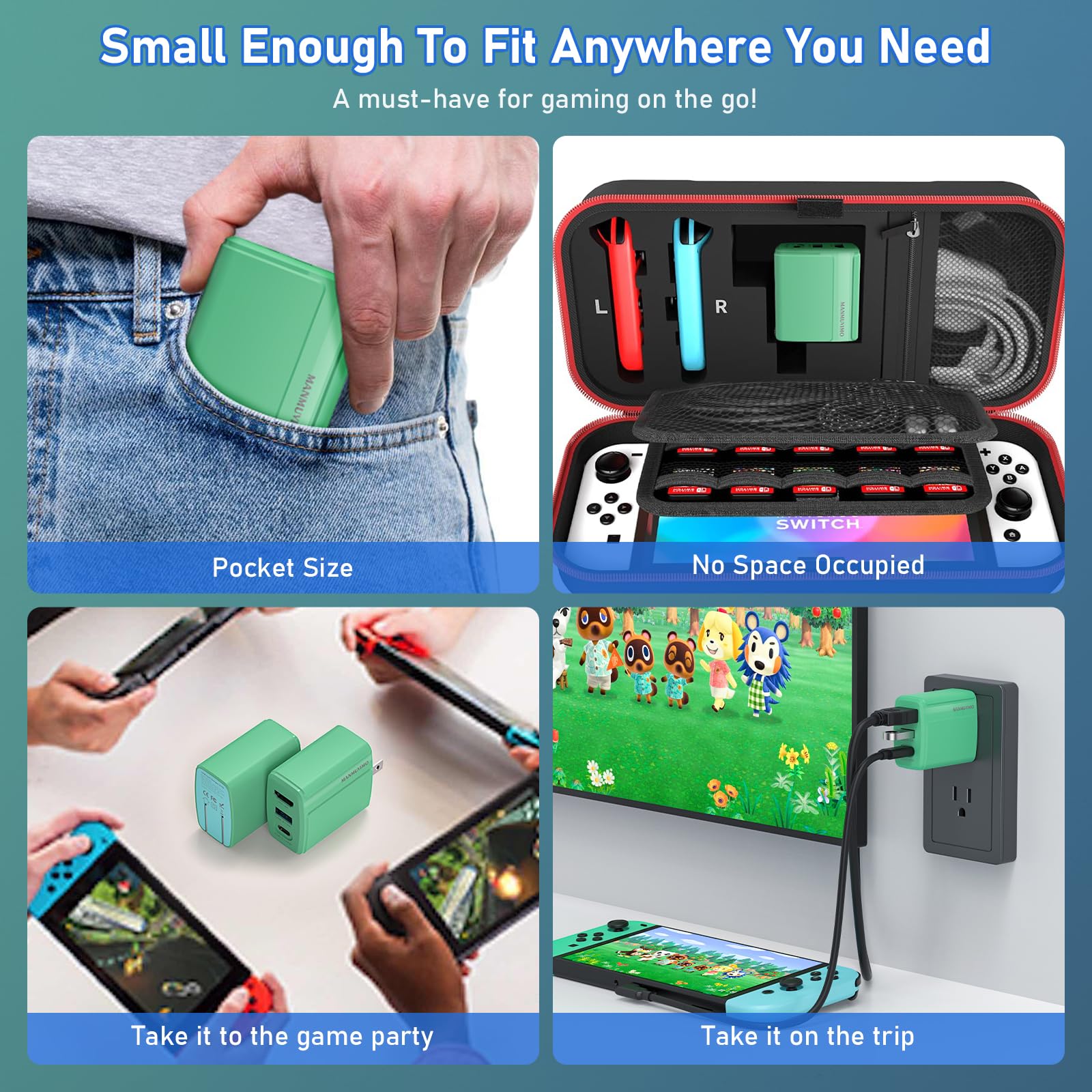 45W Nintendo Switch Dock Charger for Animal Crossing - 4K HDMI TV Docking Station for Switch/OLED/Steam Deck, Fast Charging for iPhone/iPad/MacBook - Portable Gaming Charger with HDMI Output - Perfect for Travel & Home Gaming Setup