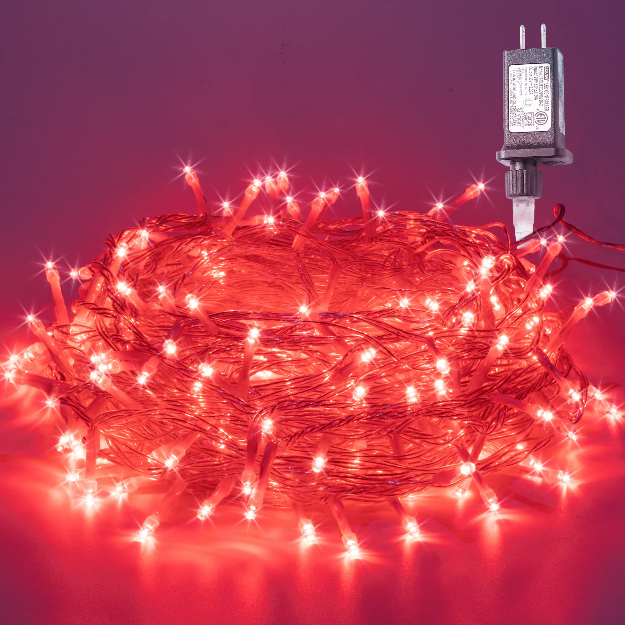 100 LED Red Christmas Lights 33ft - 8 Modes Waterproof Outdoor String Lights with Clear Wire for Valentine's Day, Christmas, Halloween, Party & Bedroom Decor - Perfect for Indoor/Outdoor Holiday Lighting, Garden, Patio, and Home Decoration