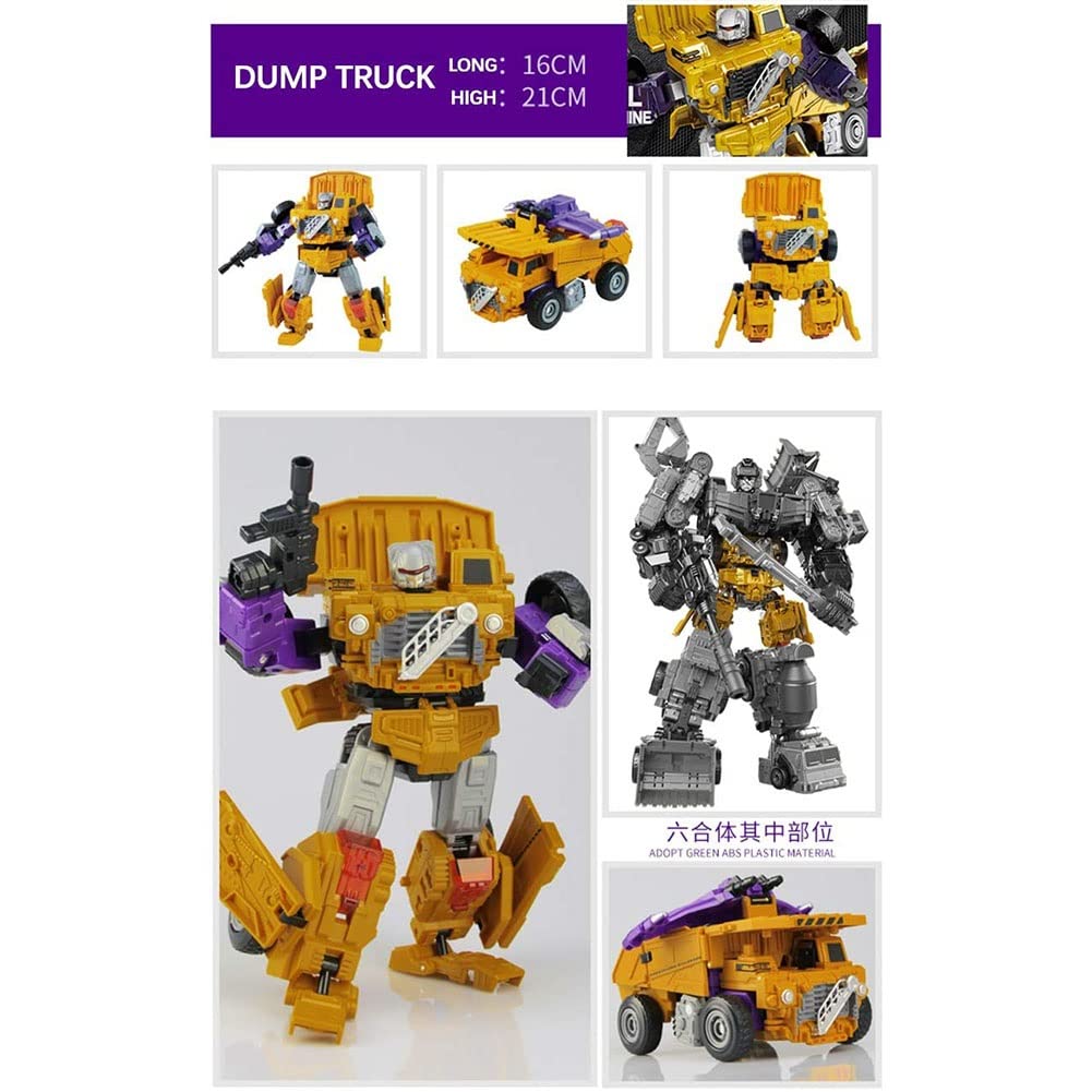 6-in-1 Transformable Dinosaur King Kong Series Robot Model Toy - Engineering Vehicle Deformation Playset for Kids | STEM Learning & Action Figure Collection