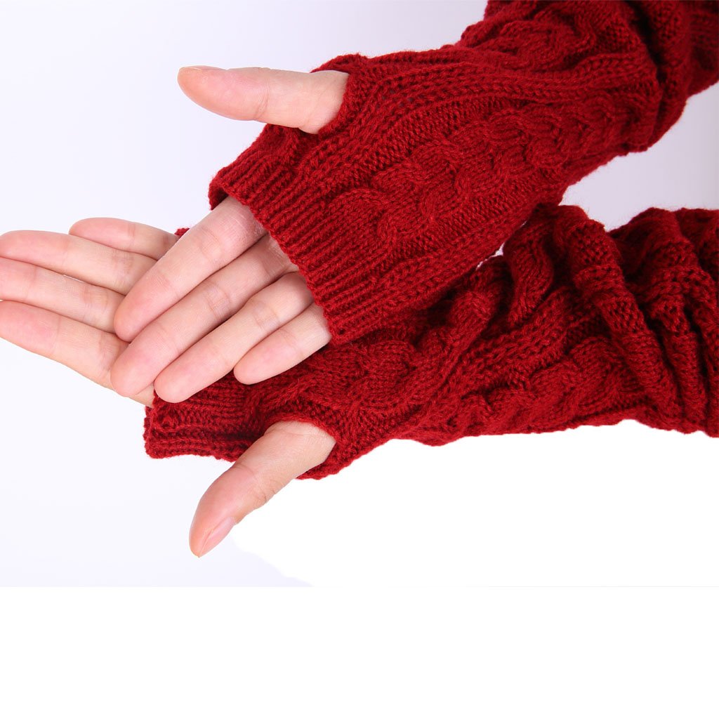 Colorful Fingerless Gloves with Thumb Hole - Winter Arm Warmers for Women & Men - Cozy Knit Mittens for Running, Cycling, and Outdoor Activities