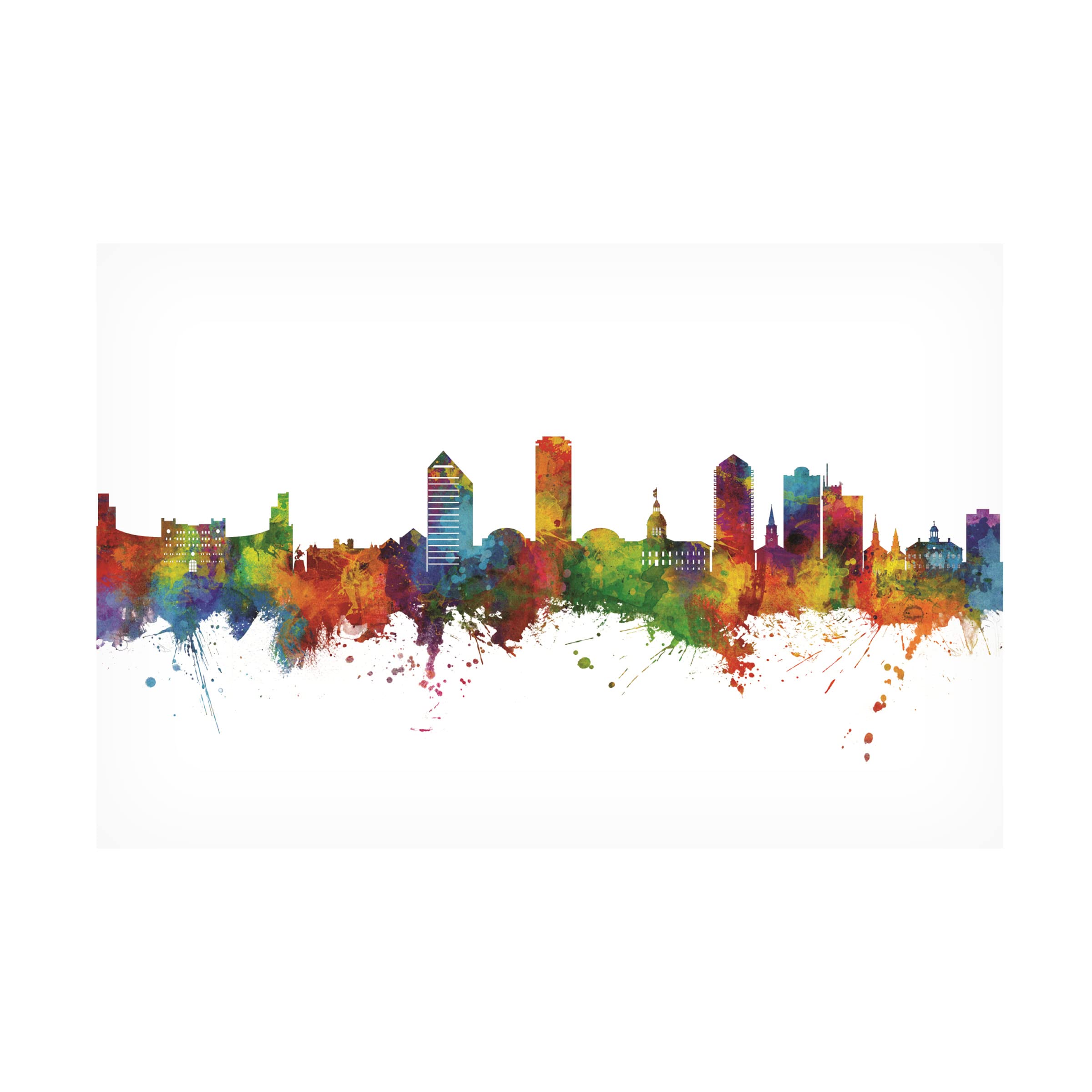 Tallahassee Florida Skyline Canvas Art Print by Michael Tompsett - Modern Cityscape Wall Decor for Living Room, Office & Home