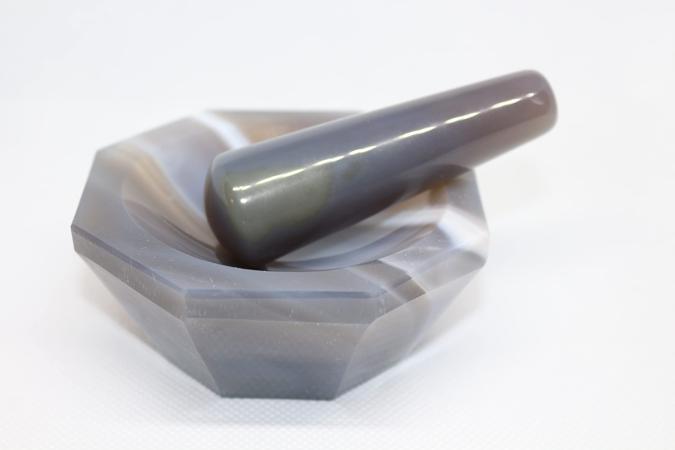 Premium Natural Agate Mortar and Pestle Set - 40mm Internal Diameter, 50mm External Diameter, 11mm Depth - 7-7.2 Hardness Brazilian Agate Grinder for Laboratory, Herbs, Spices & Powder Making - Ideal for Chemistry Labs, Pharmacy, Ayurvedic Medicine & Home Use