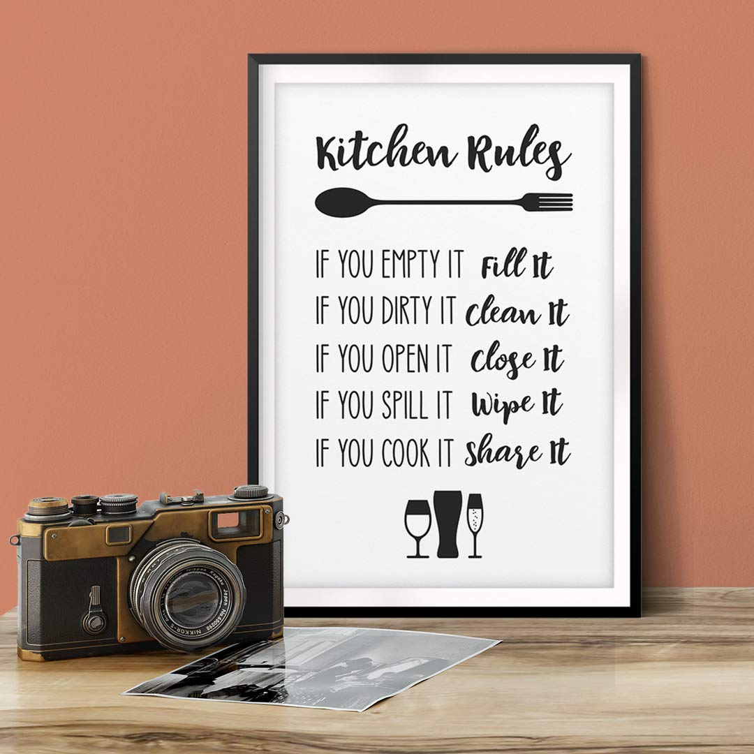 Kitchen Rules Wall Art Print 8x10 - Perfect for Home Decor