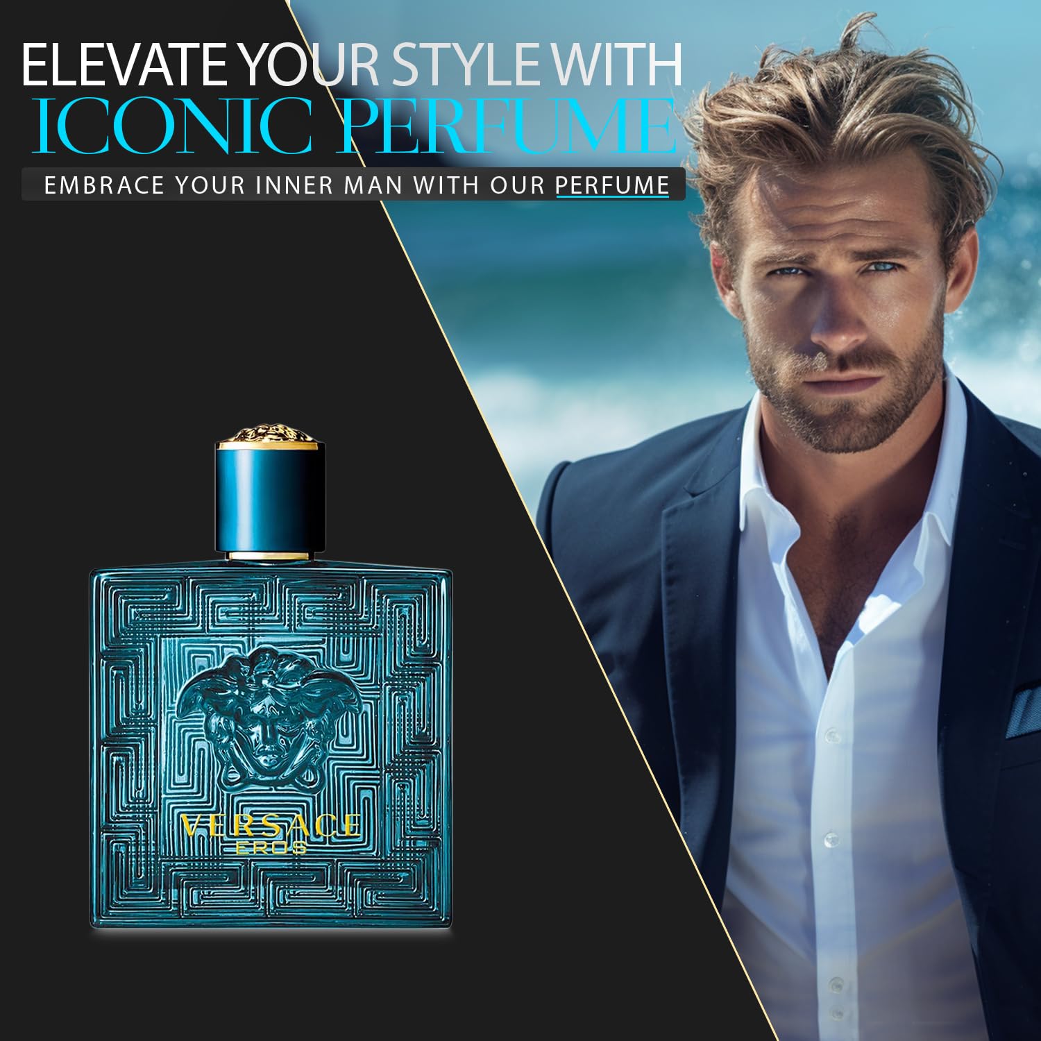 Eros Cologne for Men | 6.7 Oz EDT Spray Gift Set with Lavender Soy Candle, Car Air Fresheners & Travel Perfume Atomizer - Perfect Fragrance Kit for Gifts, Birthdays & Daily Use