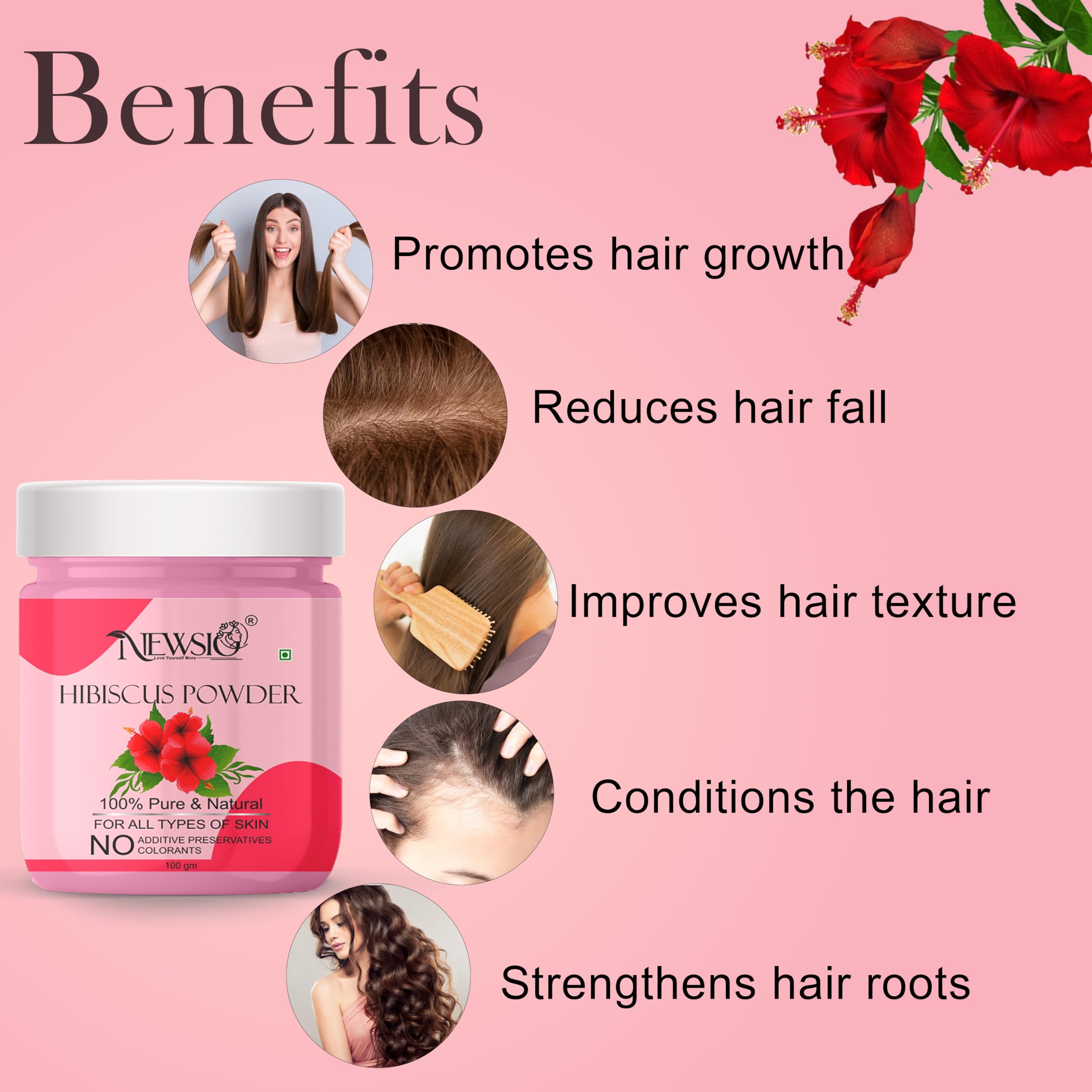 Pure Hibiscus Powder for Spotless Skin - Deep Cleaning, Exfoliating & Detoxifying Facial Treatment (100g Jar) - Perfect for DIY Face Masks & Natural Skincare Routine