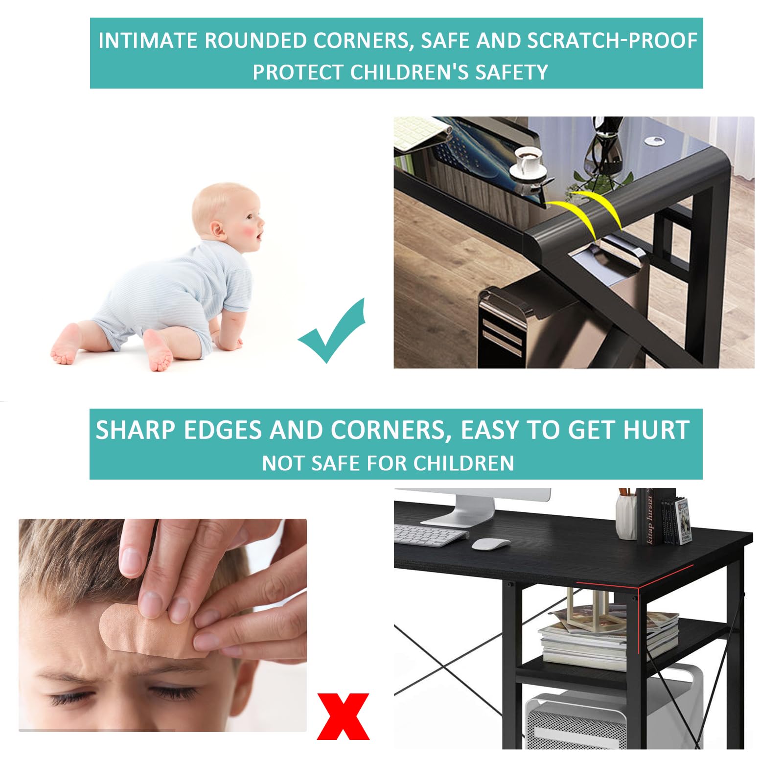 Premium Tempered Glass Computer Desk - 55.1