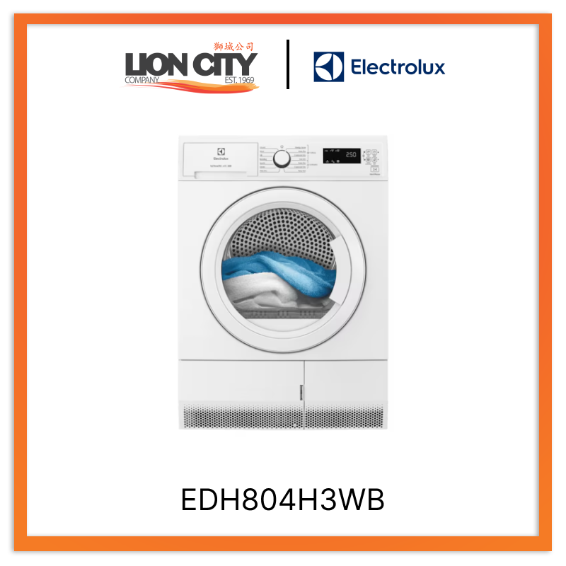 Electrolux EDH804H3WB 8kg UltimateCare 300 Heat Pump Dryer - Energy Efficient Laundry Solution for Homes & Apartments | Perfect for Small Spaces & Eco-Friendly Drying