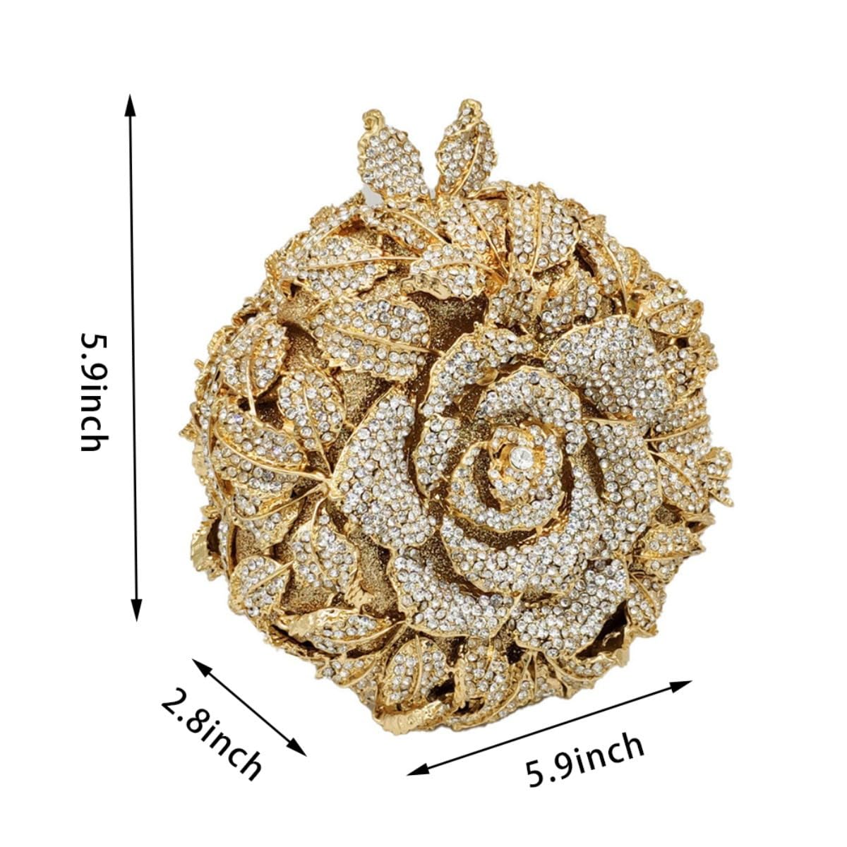 Elegant Rose Flower Evening Clutch Purse for Women - Round Shape Wedding Party Cocktail Handbag | Perfect for Formal Events, Prom Night & Special Occasions