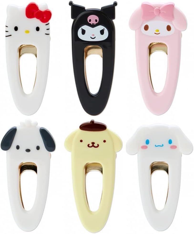 6Pcs Cute Sanrio Hair Clips Set - Hello Kitty, Cinnamoroll & Kuromi Hairpins for Women & Girls | Adorable Hair Accessories for Bangs, Ponytails & Gifts | Perfect for School, Parties & Everyday Style