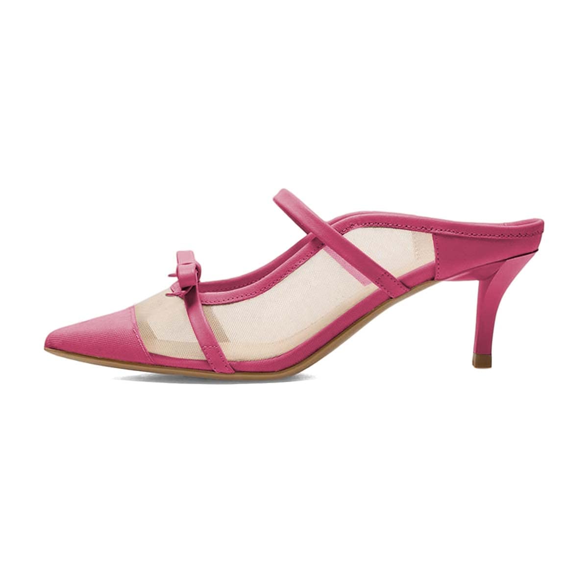 XYD Women's Closed Pointed Toe Mesh Slip-On Mule Sandals with Bow Knot - Mid Heel Slides Slippers for Summer - Comfortable Daily Shoes for Casual Wear, Office, and Outdoor Activities