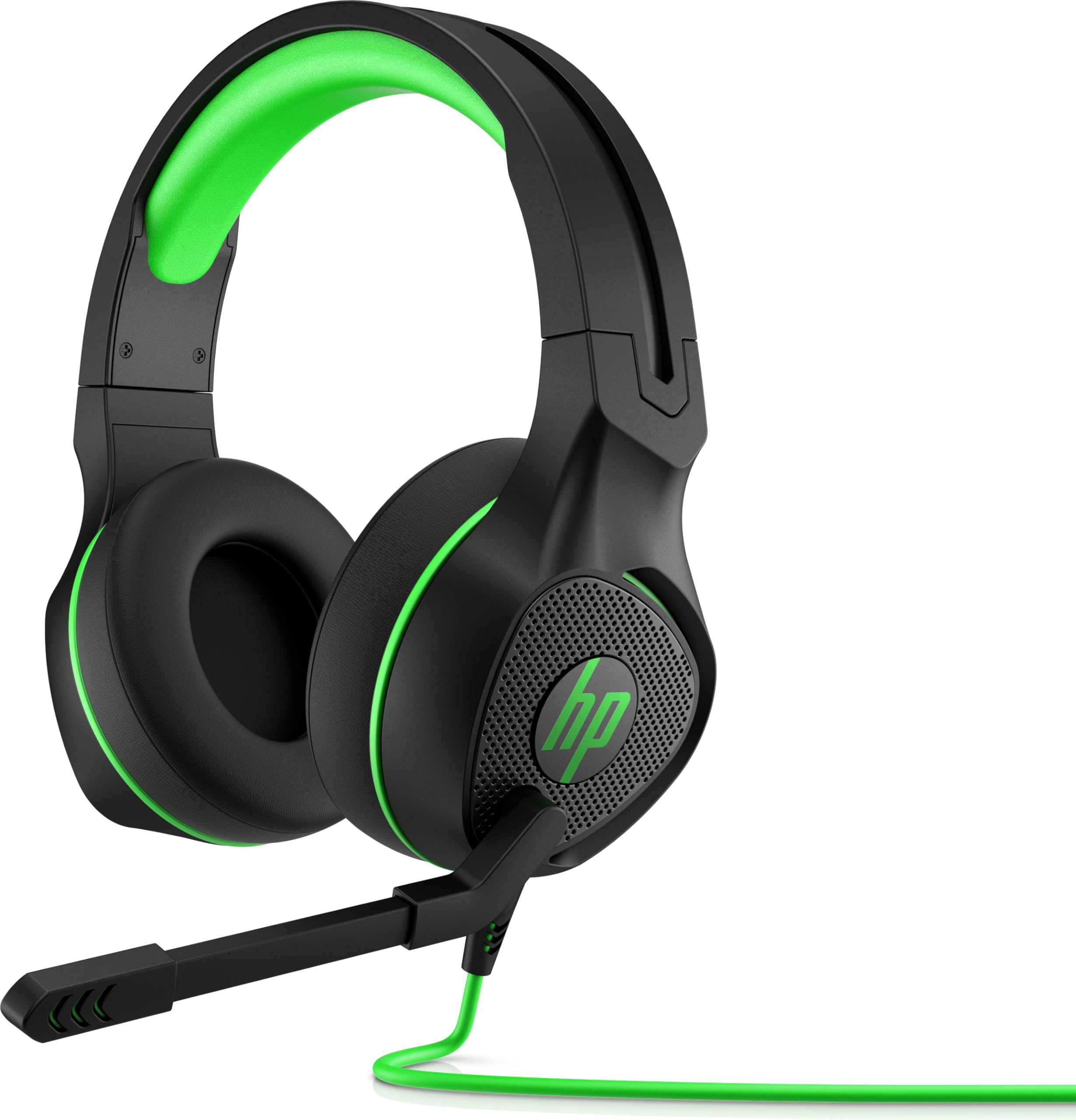HP Pavilion Gaming 400 Headset with In-line Controls, Foldable Mic & Soft Leatherette Ear Cushions - Compatible with PS4, PS5, Xbox Series X/S - Black/Green - Perfect for PC Gaming, Console Play & Online Chat