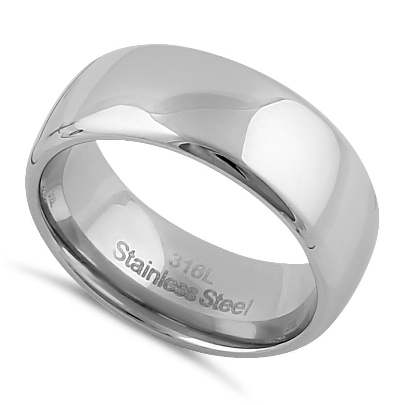 8mm Polished Stainless Steel Men's Wedding Band Ring - Durable & Hypoallergenic for Everyday Wear, Anniversary & Engagement Gifts