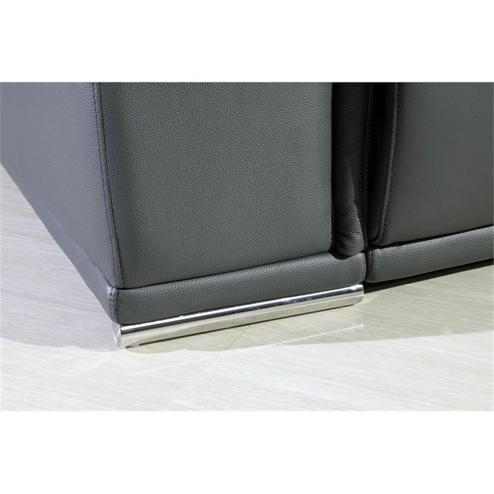 MAKLAINE Modern 6-Piece Italian Leather Power Reclining Sectional Sofa in Dark Gray - Luxury Living Room Furniture for Home Theater & Family Gatherings