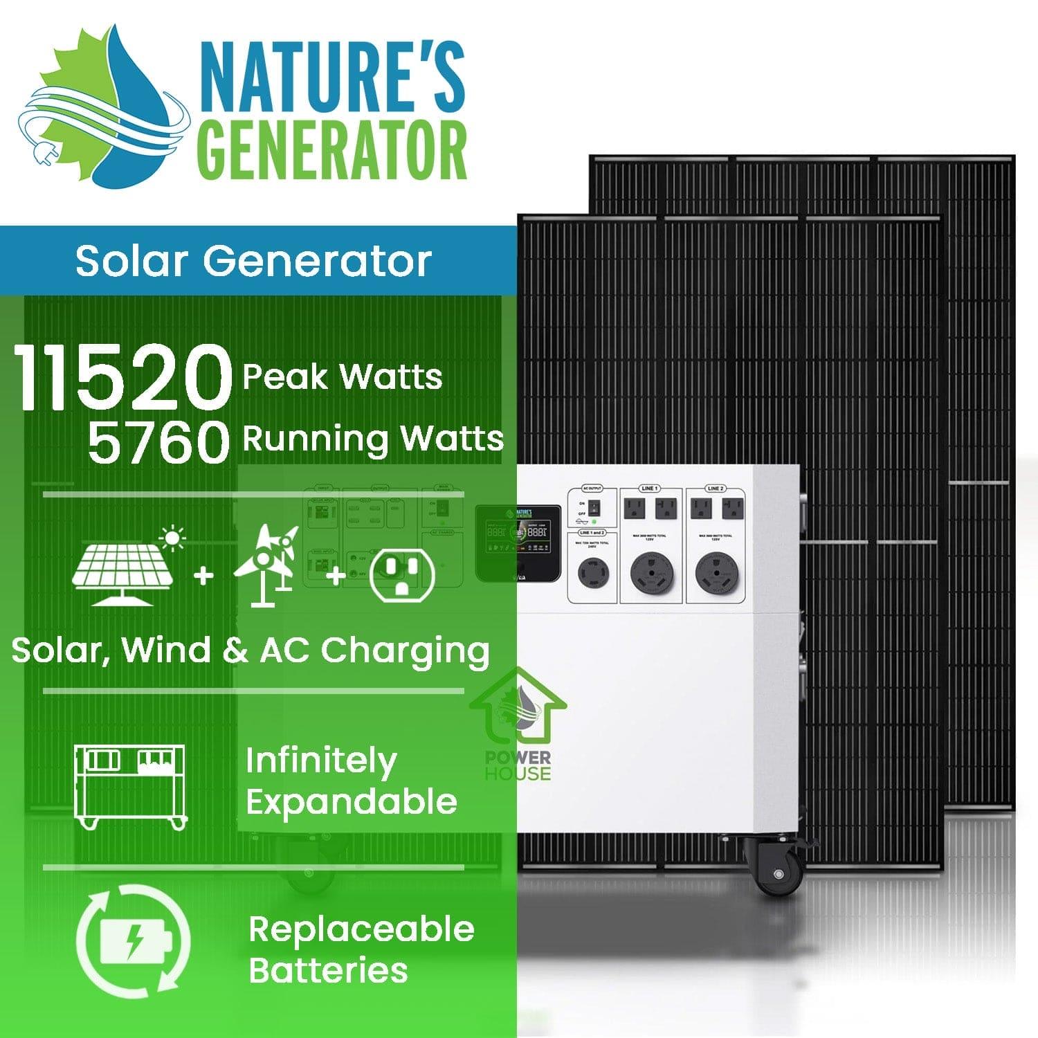 Nature's Generator Powerhouse Gold Plus System - Portable Solar Power Generator for Home, Camping & Emergency Backup - Reliable Off-Grid Energy Solution