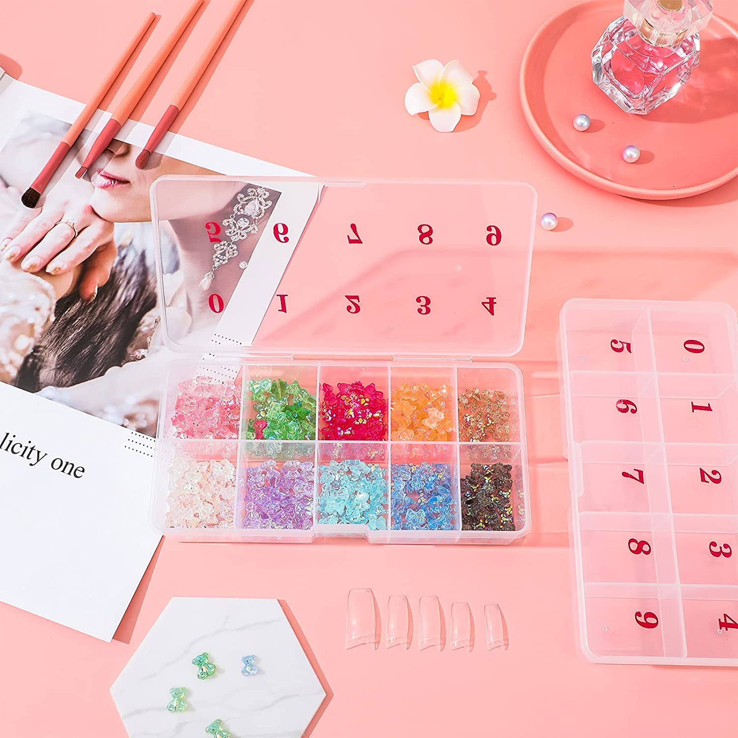 NAILWIND Empty Nail Tips Organizer Storage Box - 10 Compartment Plastic Grid Case for False Nails, Crystal Jewelry & Nail Art Accessories (White, 1-Pack) | Perfect for Salon Professionals & DIY Manicures at Home
