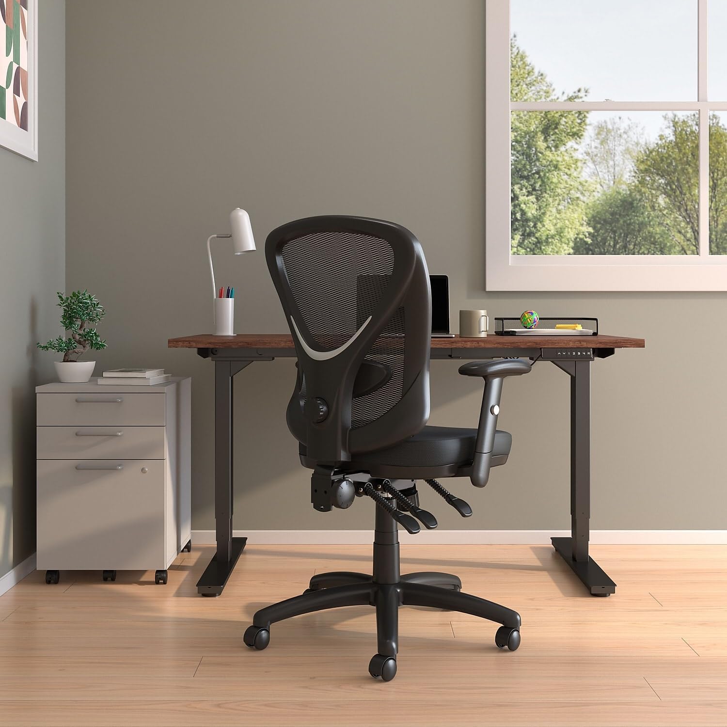 STAPLES Ergonomic Office Chair with Breathable Mesh Back & Seat - Adjustable Height, Lumbar Support, Swivel Base - Black Desk Chair for Home Office, Gaming & Workspace Comfort