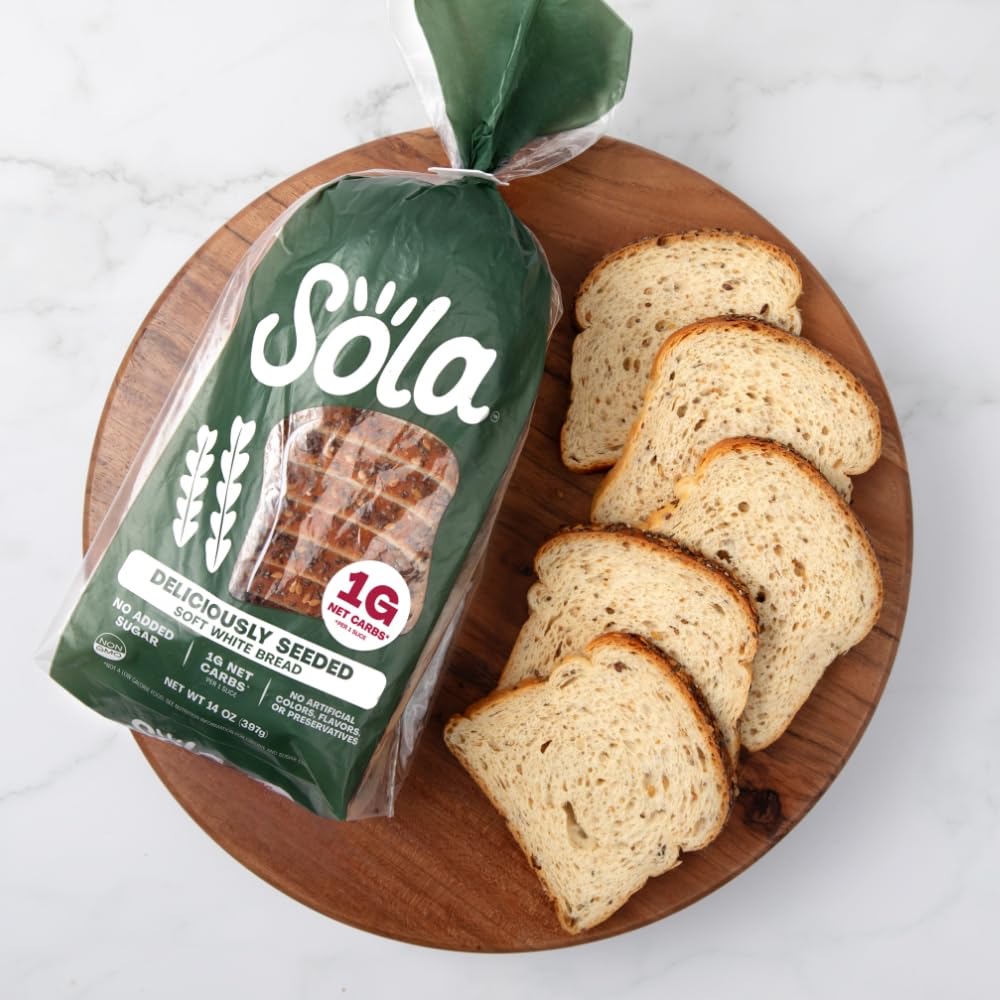 Sola Deliciously Seeded Bread - 4 Pack | High Protein, Low Carb, Keto Friendly Artisan Loaf | Perfect for Sandwiches, Toast & Healthy Breakfasts