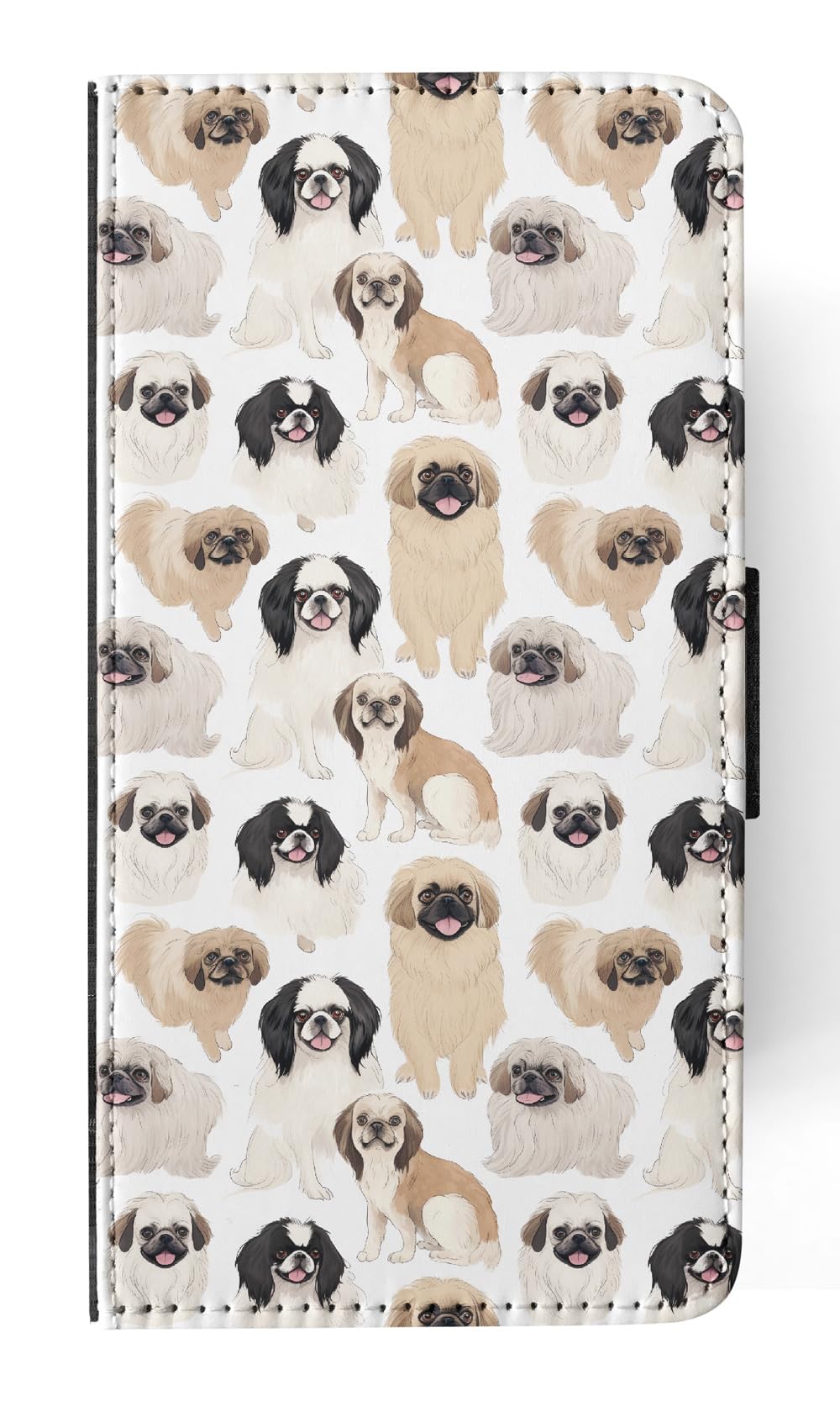 Cute Pekingese Dog Pattern Faux Leather Flip Wallet Phone Case for Apple iPhone SE 3 (2022) - Stylish & Protective Cover for Everyday Use, Commuting, and Travel