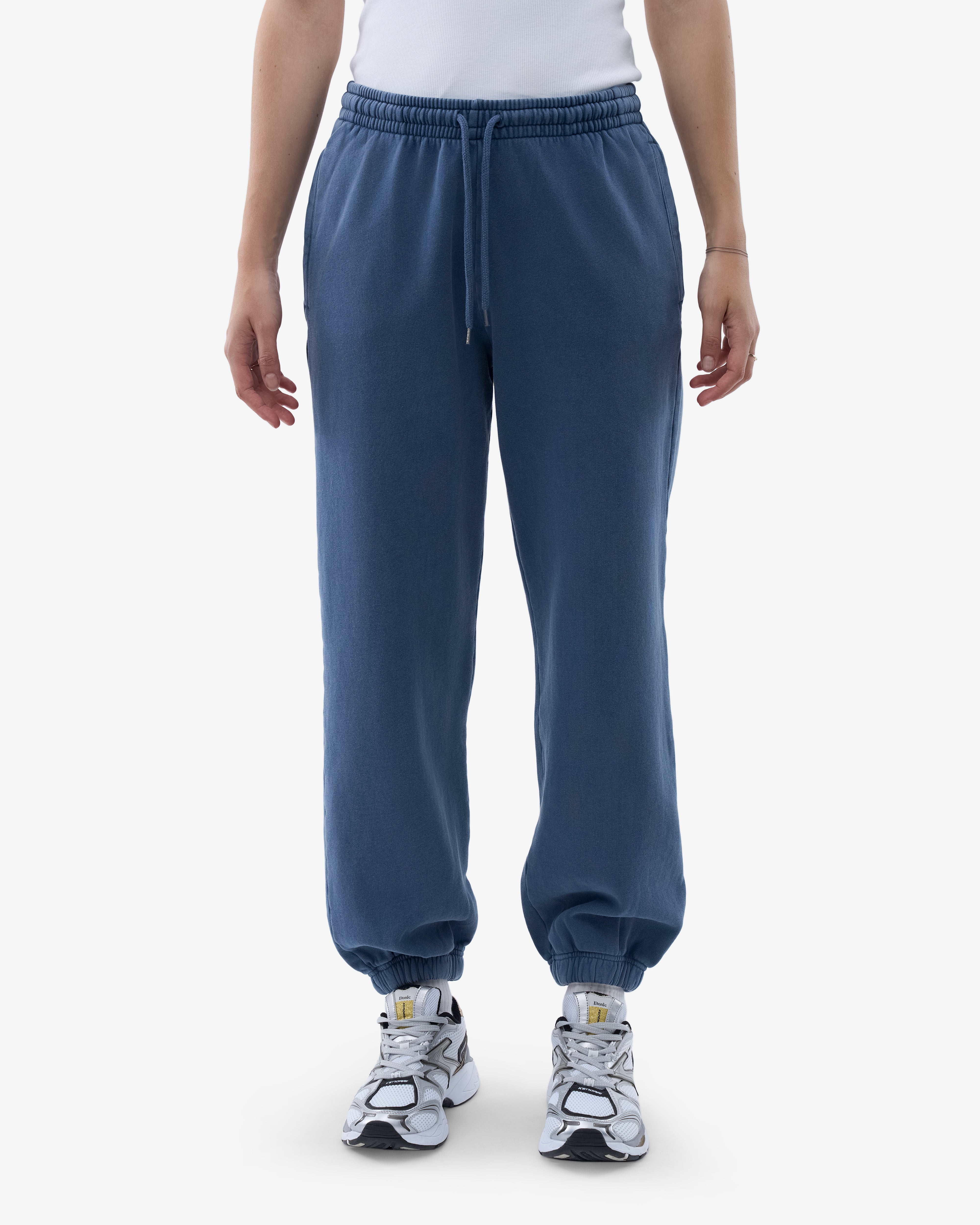 Organic Relaxed Sweatpants for Women - Soft Comfortable Lounge Pants in Neptune Blue - Perfect for Yoga, Running, and Home Relaxation