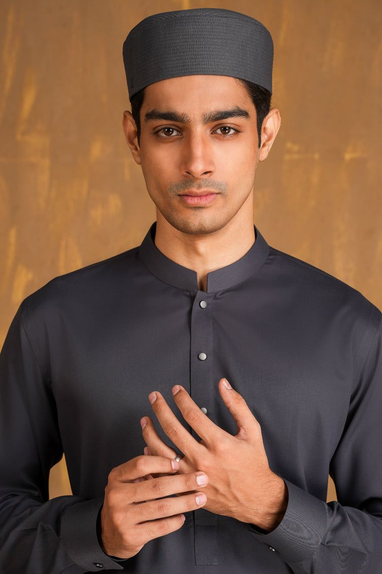 J. Junaid Jamshed Blended Grey Cotton Cap for Men - Stylish & Comfortable Hat for Outdoor Activities, Travel & Casual Wear