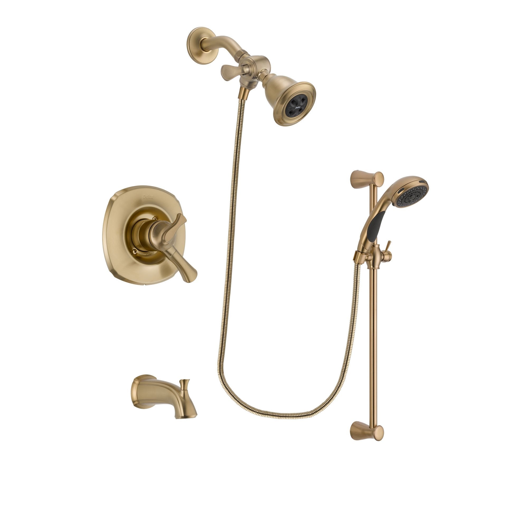 Delta Addison Champagne Bronze Finish Dual Control Tub and Shower Faucet System with Water Efficient Showerhead, Handheld Sprayer & Slide Bar - Includes Rough-in Valve & Tub Spout DSP3467V - Perfect for Bathroom Renovation & Luxury Spa Experience
