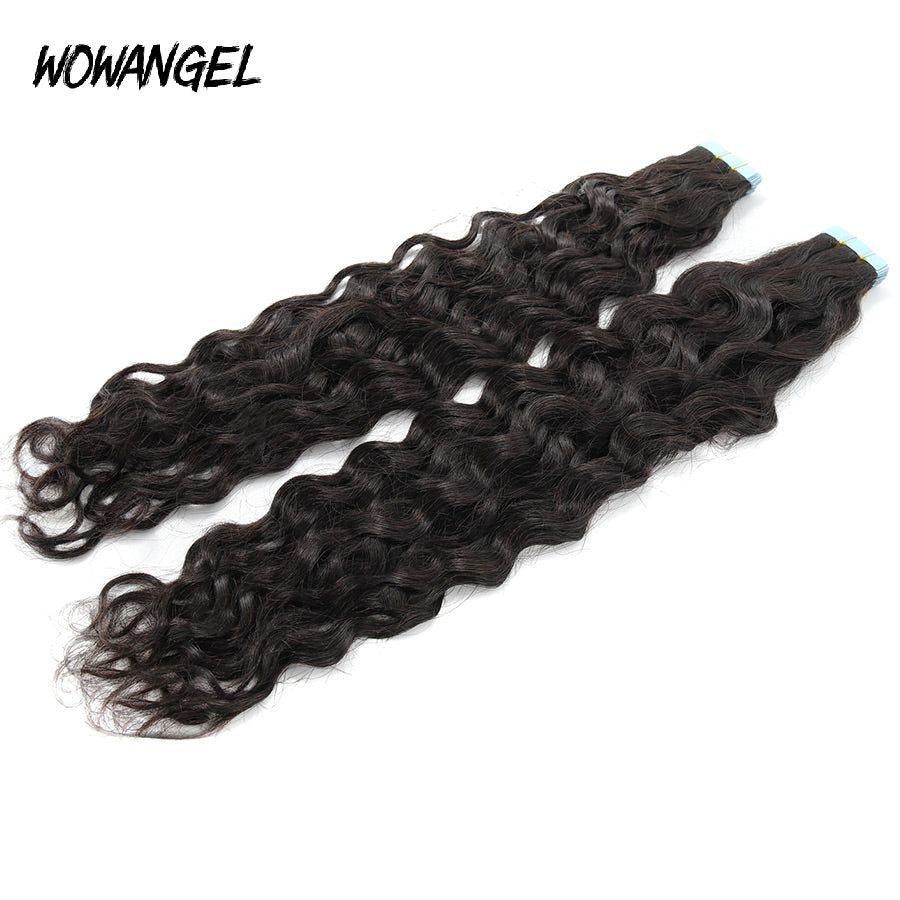 WOWANGEL Tape in Hair Extensions - Natural Black Human Hair, 40pcs 100g, Nature Wave for Volume & Length - Perfect for Daily Wear, Parties & Special Occasions