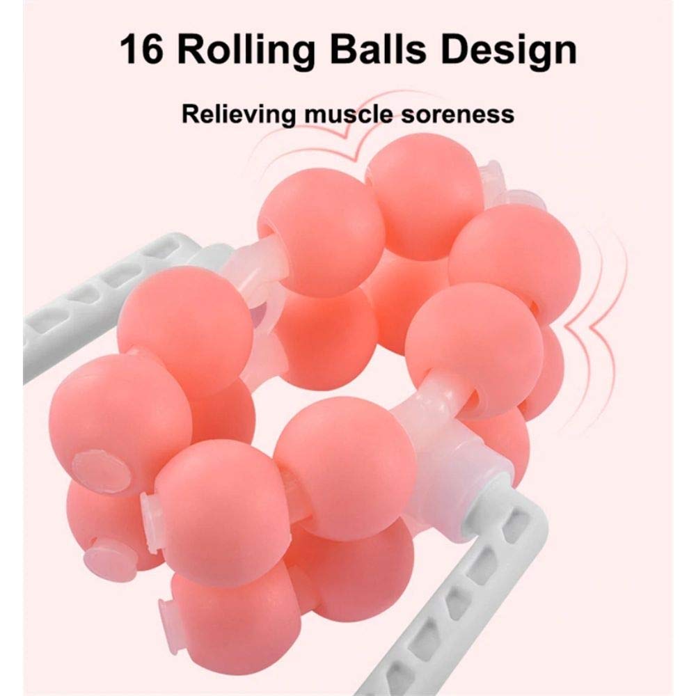 16 Balls Roller Massager for Calf, Arms, Legs & Waist - Relieve Muscle Pain, Soreness, Fatigue & Swelling - Pink Muscle Recovery Tool for Athletes, Yoga & Post-Workout Relaxation at Home or Gym