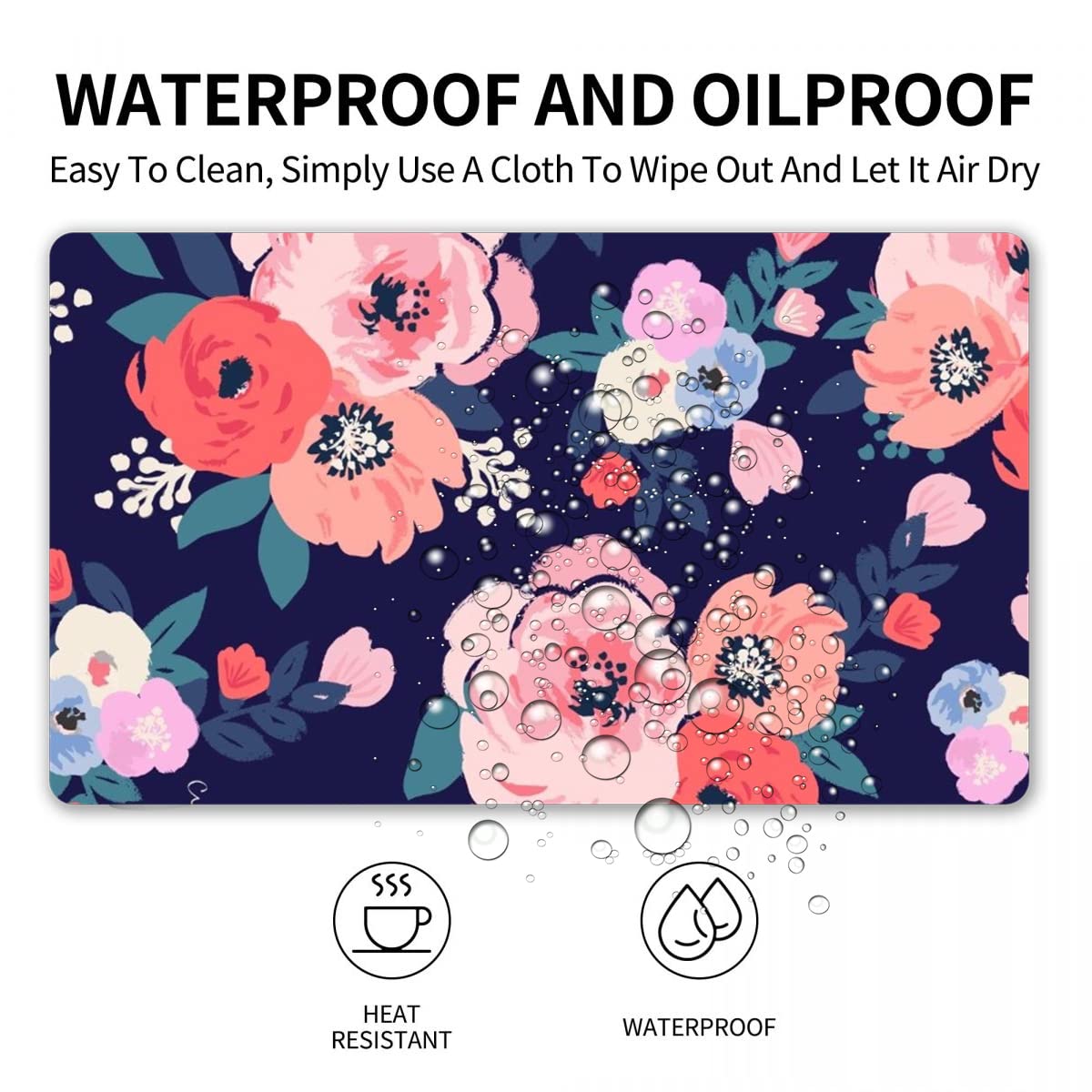 XXL Gaming Mouse Pad - Non-Slip Rubber Base, Waterproof Desk Mat for Office & Home (Pink Floral) - Perfect for Work & Gaming