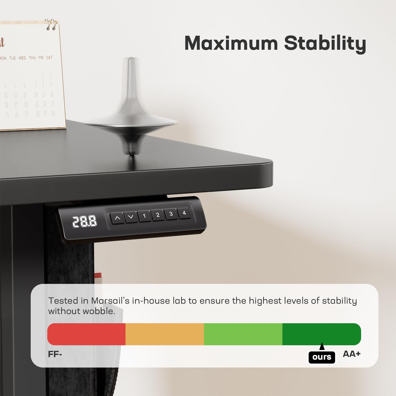 Marsail 48x24 Inch Electric Standing Desk - Adjustable Height Home Office Desk with Storage Bag & Headphone Hook, Memory Preset for Computer Workstations | Perfect for Remote Work, Gaming Setup & Small Office Spaces