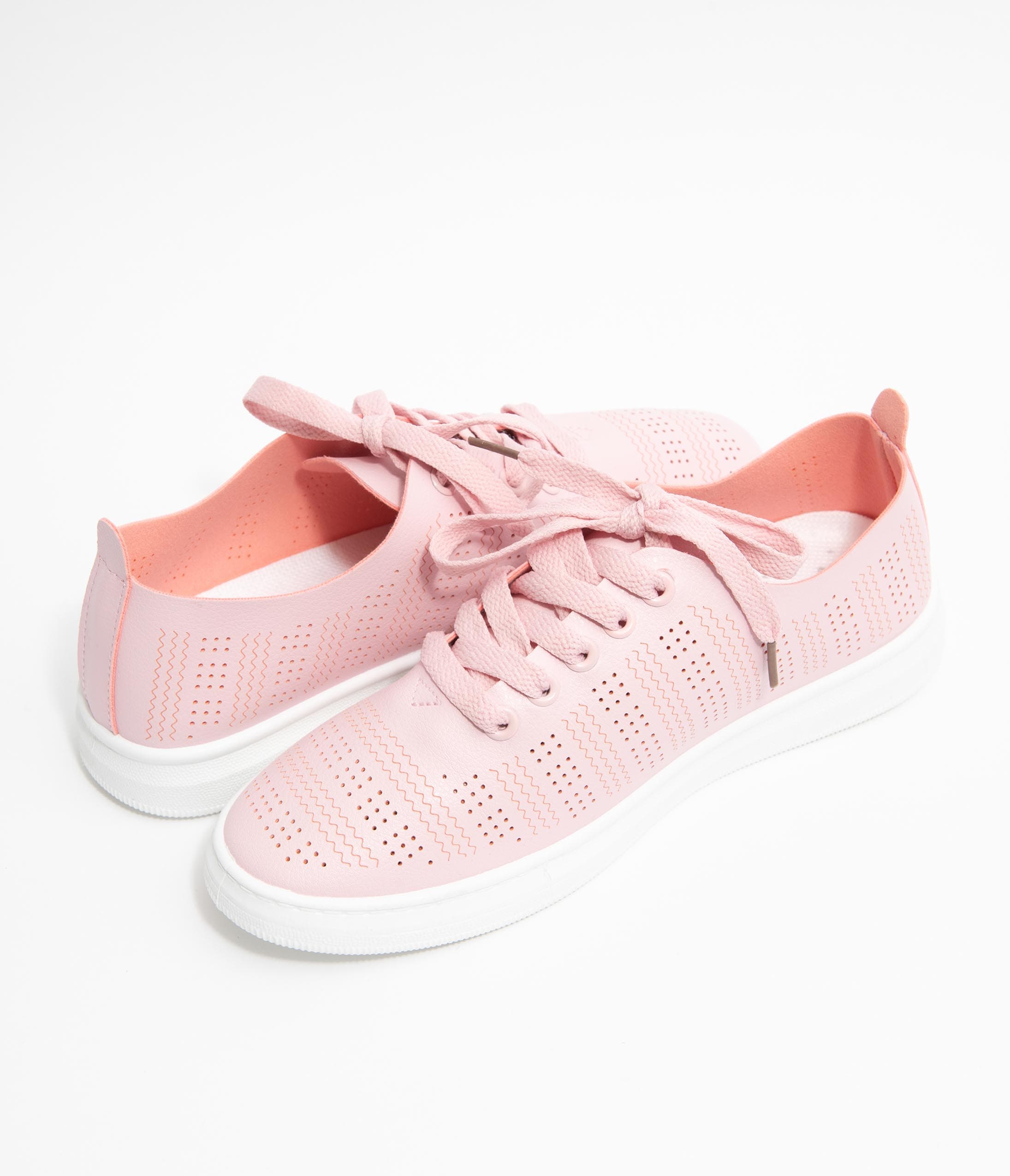 Light Pink Perforated Sneakers for Women - Breathable Casual Walking Shoes | Perfect for Gym, Running & Everyday Wear