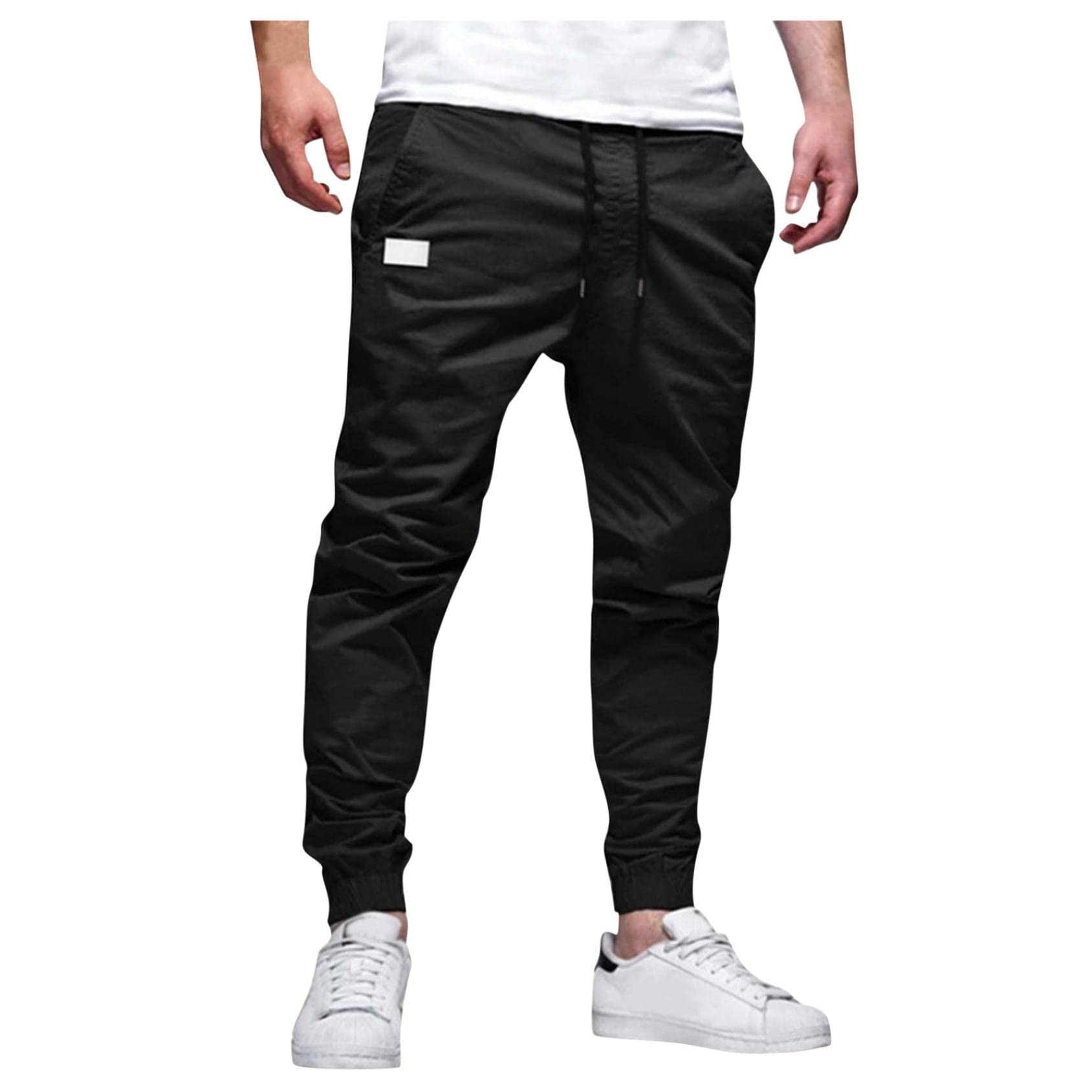 Alalaso Men's Casual Cargo Jogger Pants - Mid Waist Work Trousers with Pockets for Outdoor Hiking & Everyday Wear | Comfortable Full-Length Pencil Pants for Work, Travel & Active Lifestyle