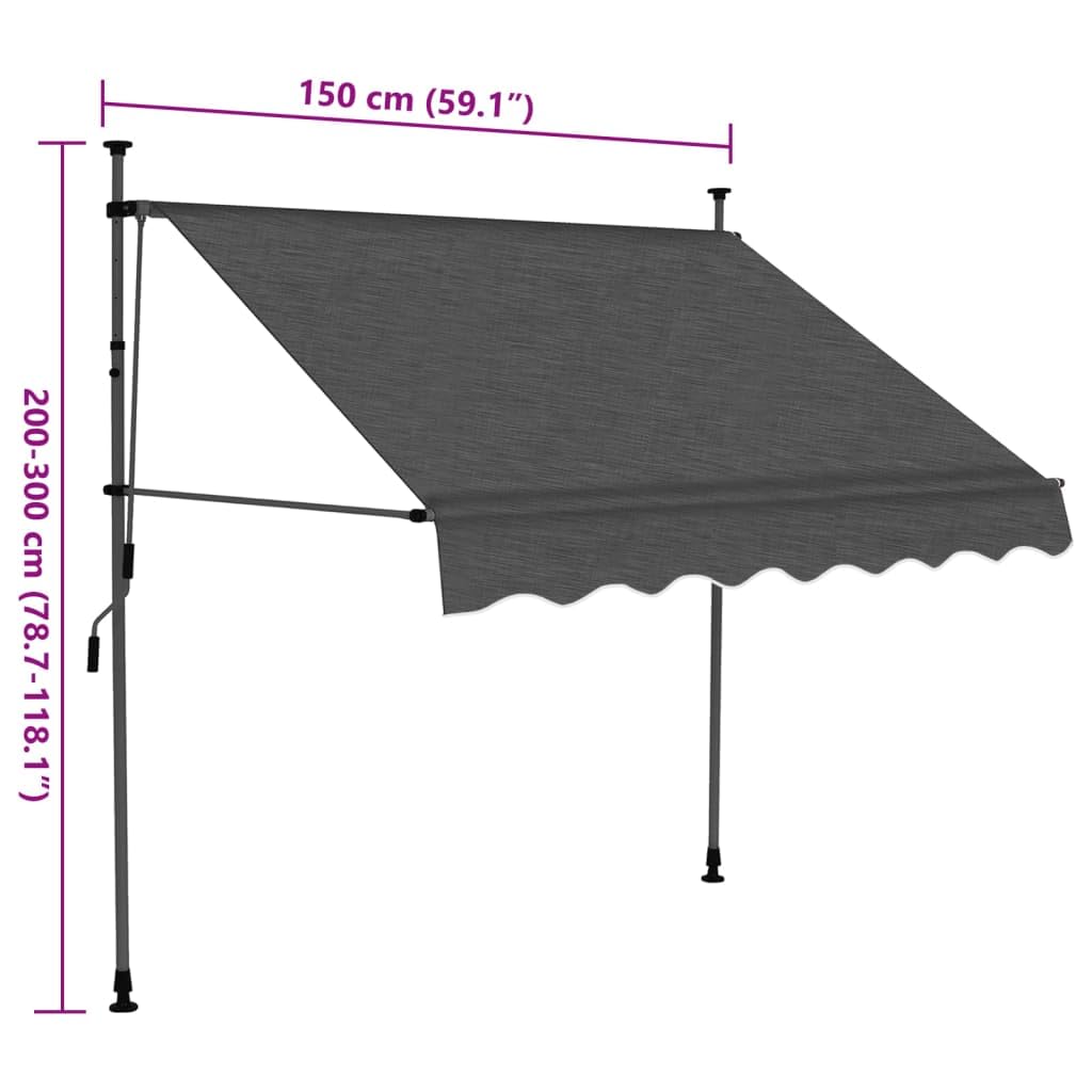 Manual Retractable Awning with LED Lights 59.1